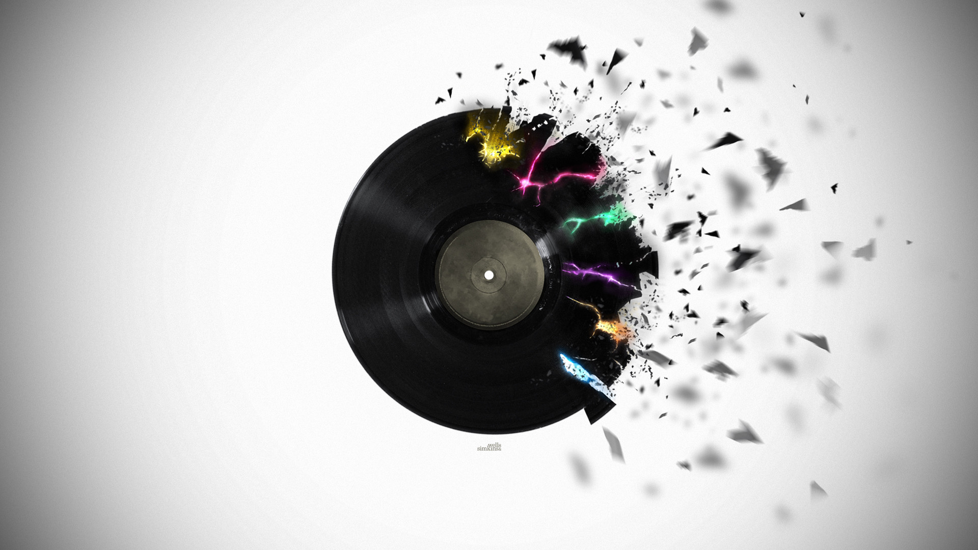 Disco in vinile, Frammenti, Sfondo bianco, Full HD, wallpaper per PC