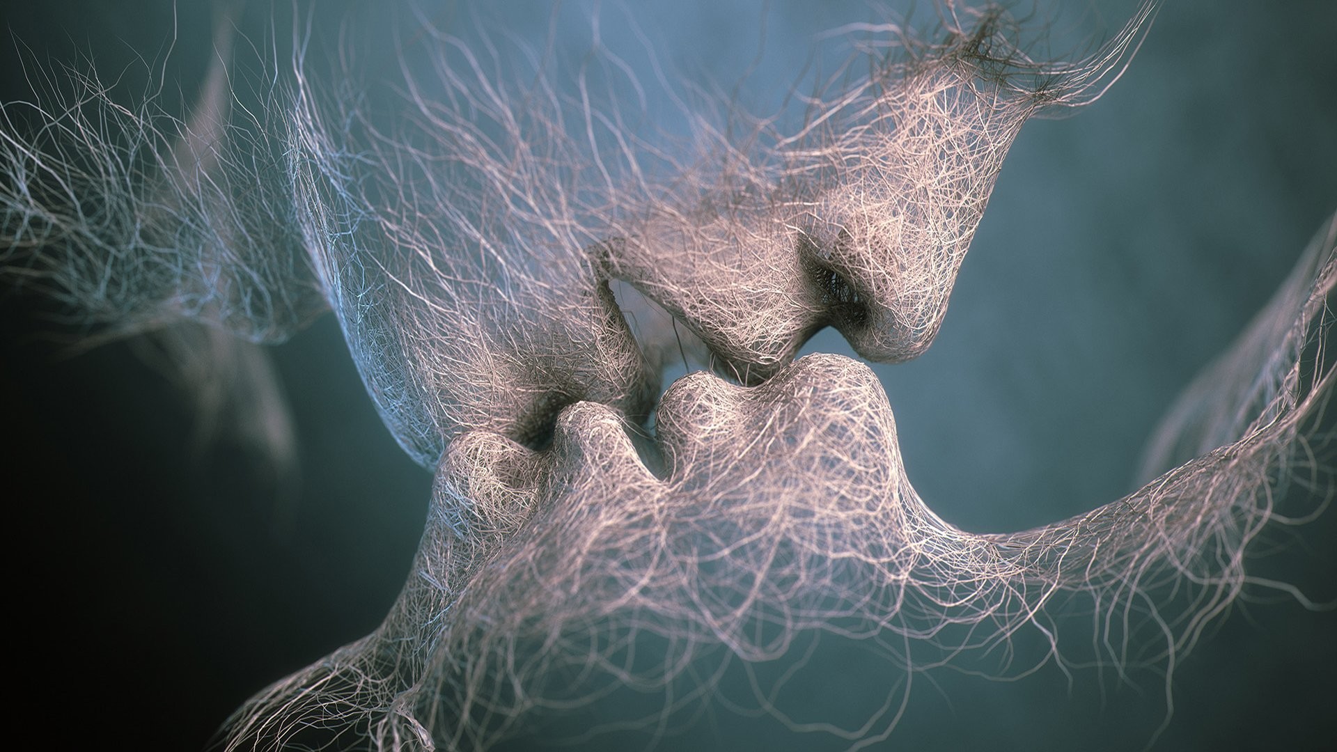 Bacio, Arte digitale, Volti, Surreale, Full HD, sfondo Windows 11