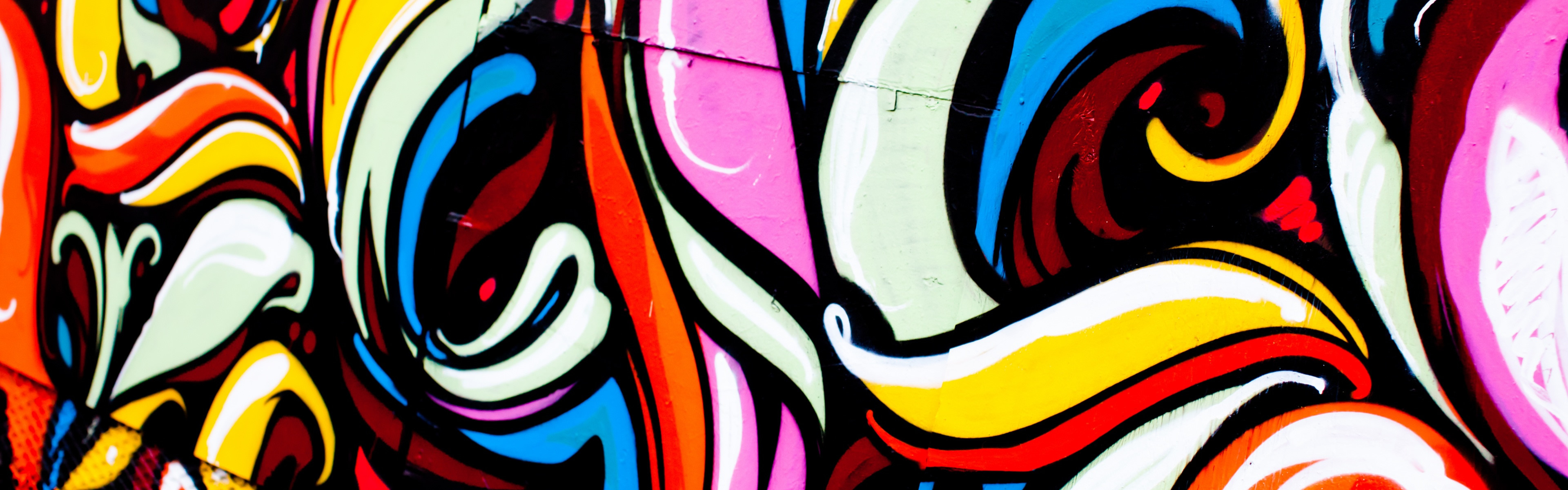 Graffiti, Astratto, Colori vivaci, Curve, doppio schermo, sfondo Full HD
