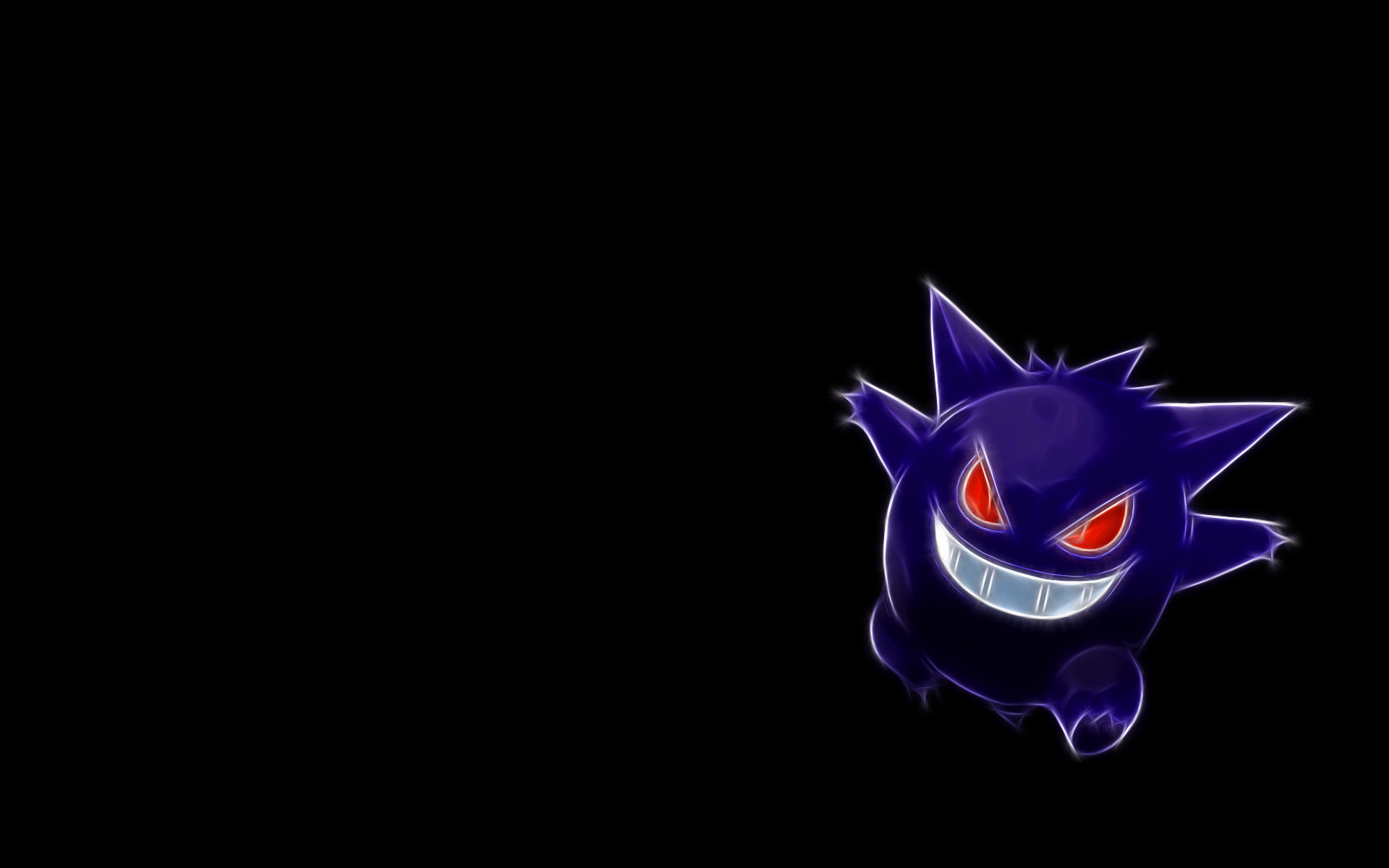 Gengar, Pokémon, Sfondo nero, Viola, Full HD, wallpaper per portatile
