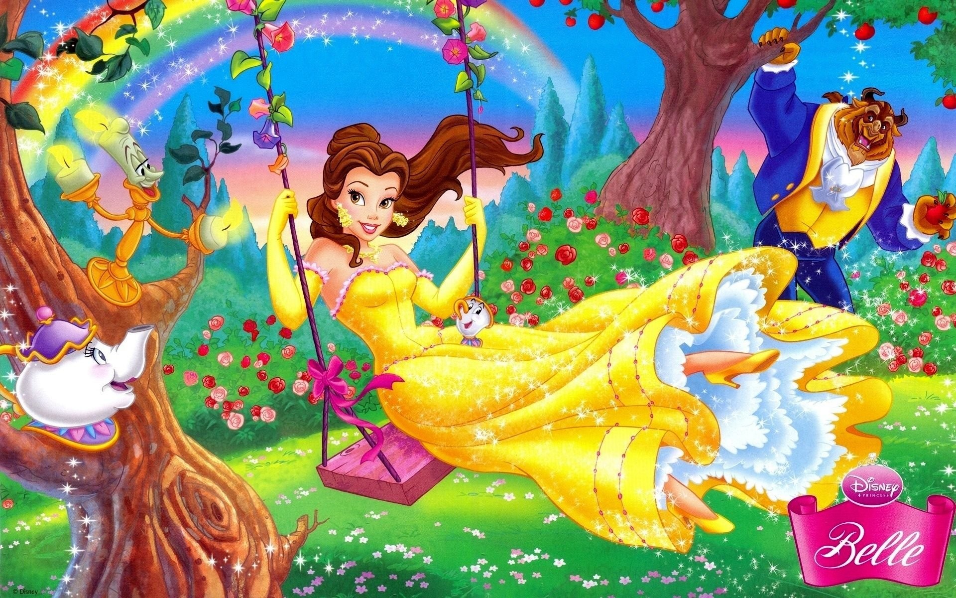 Belle, La bella e la bestia, Disney, Altalena, 16:10 Full HD, wallpaper widescreen