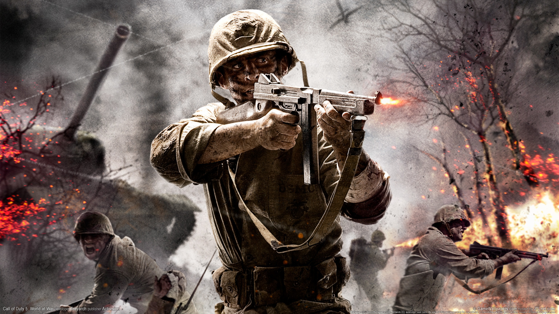 Call of Duty, Soldato americano, Mitragliatore, Carro armato, Seconda guerra mondiale, sfondo 1080p