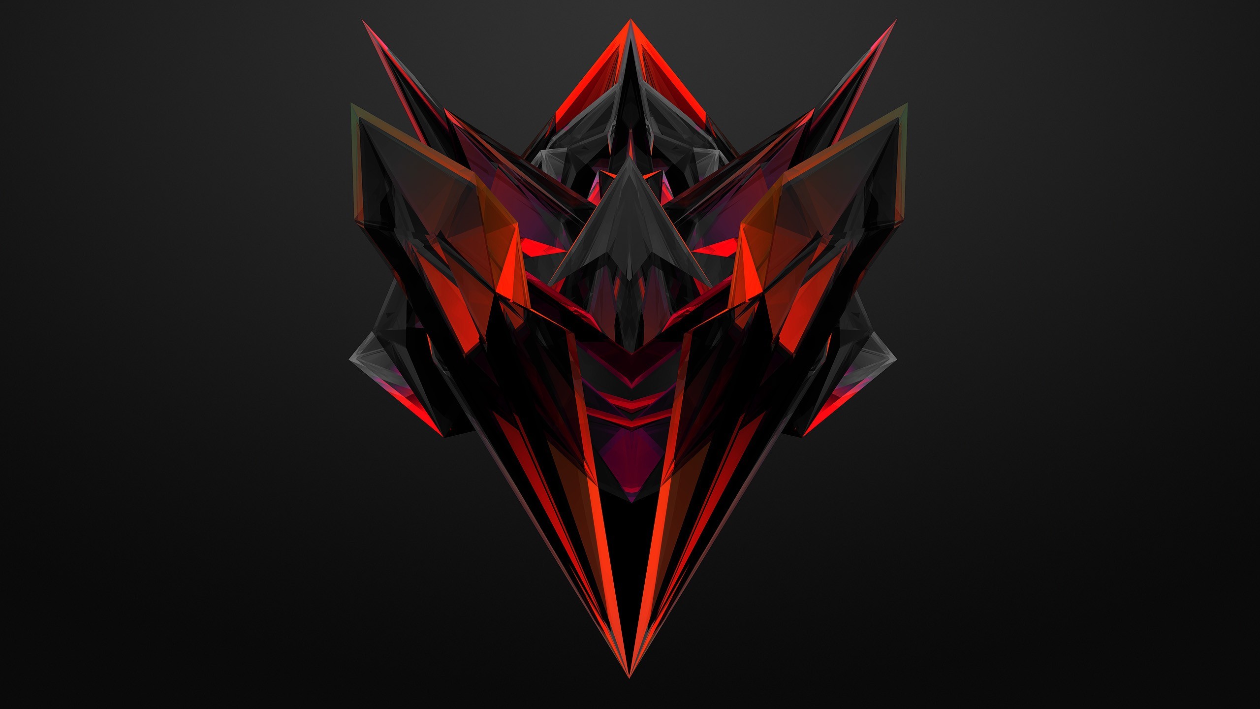 Astratto, Geometrico, Rosso, Sfondo nero, 2K, wallpaper per PC