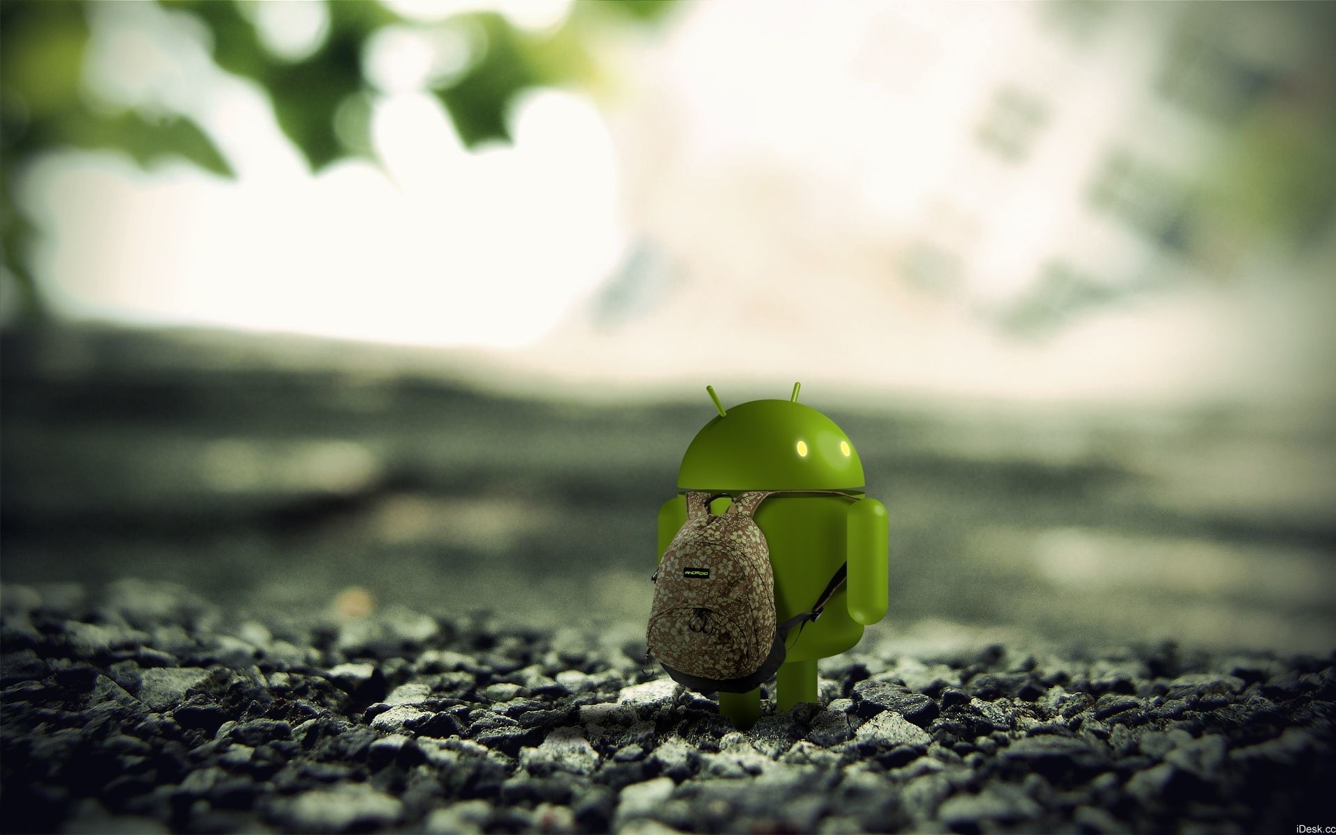 Android, Robottino, Pietra, Bokeh, sfondo tablet