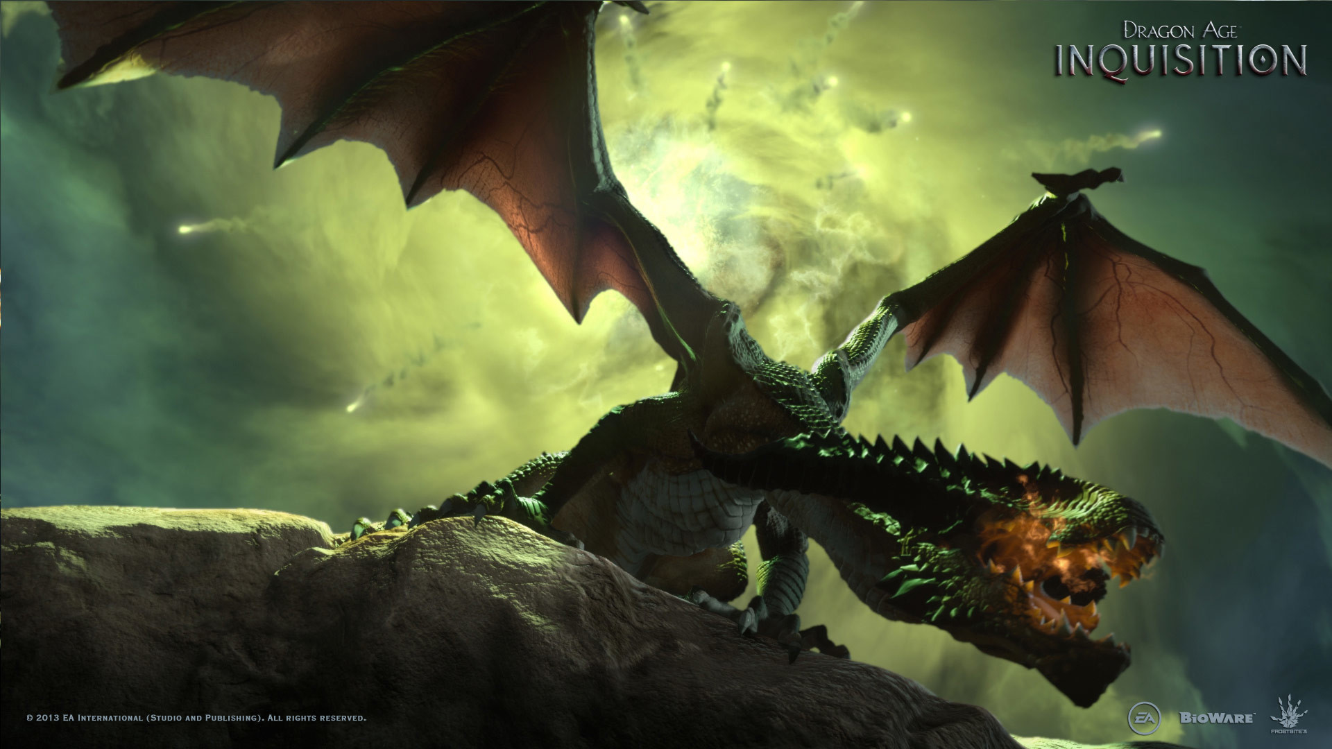 Dragon Age: Inquisition, Drago, Toni verdi, 16:9 Full HD, wallpaper widescreen