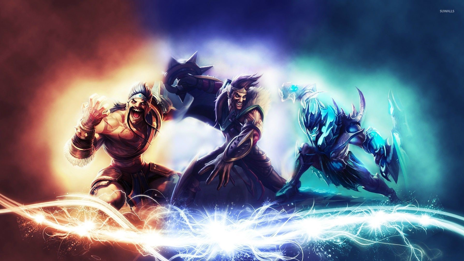 Udyr, League of Legends, Spirito animale, Ghiaccio e fuoco, 1920x1080, sfondo per PC