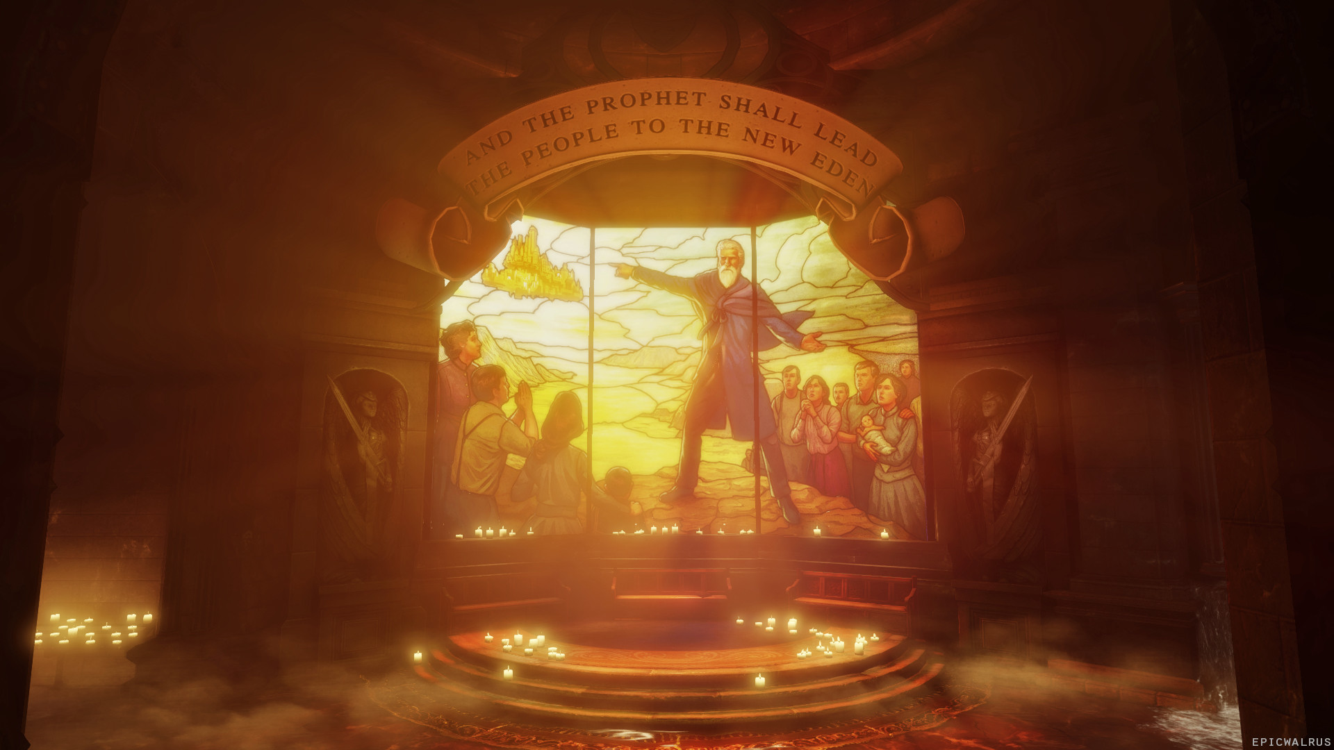 Zachary Hale Comstock, BioShock Infinite, Vetrata, Luce arancione, wallpaper 1920x1080