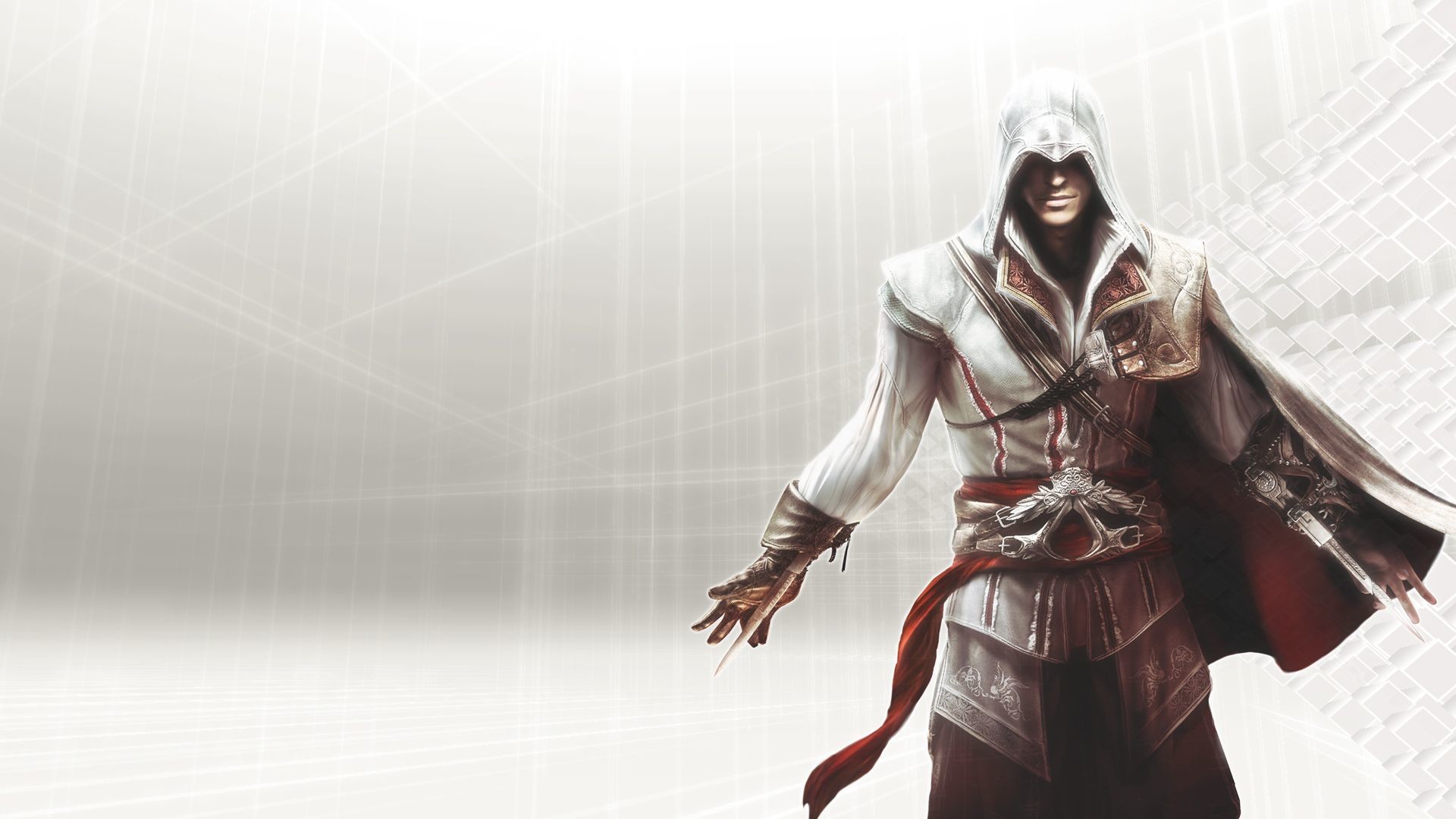 Ezio Auditore da Firenze, Assassin's Creed II, Sfondo bianco, 16:9 Full HD, wallpaper widescreen