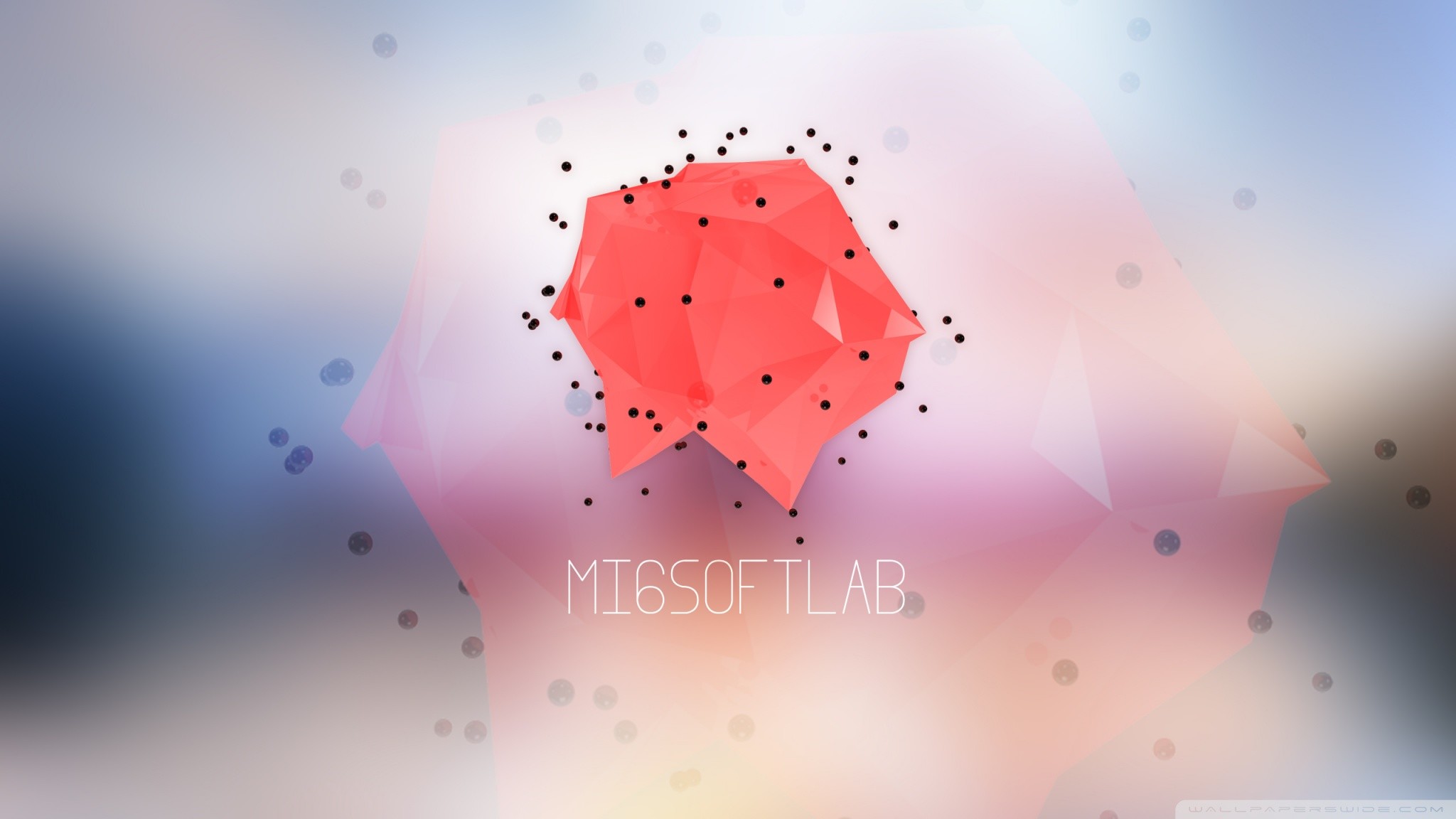 Poligoni 3D, Rosa, Bokeh, Astratto, 16:9 Full HD, sfondo widescreen