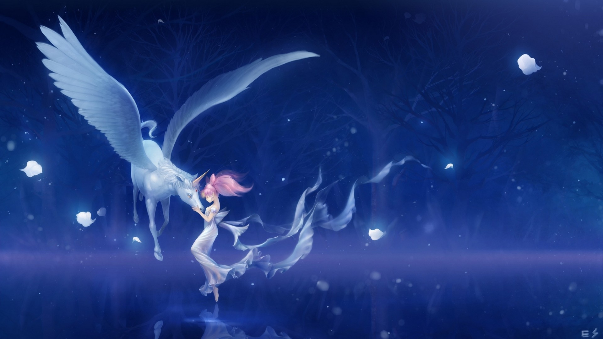 Pegasus, Chibiusa, Sailor Moon, Blu notte, 16:9 Full HD, sfondo widescreen