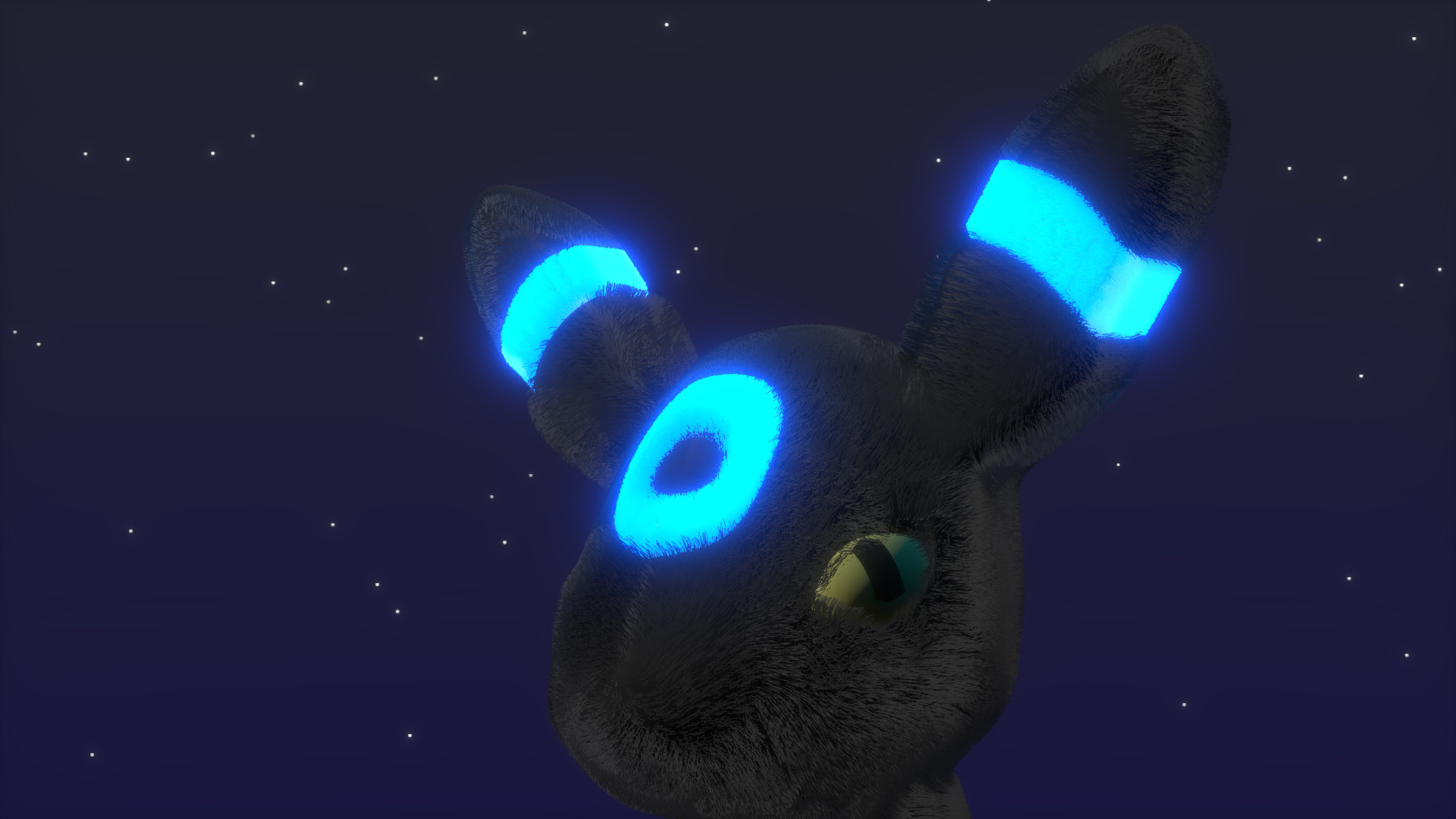 Umbreon cromatico, Umbreon, Pokémon, Peluche, Anelli luminosi, 16:9 Full HD, sfondo widescreen
