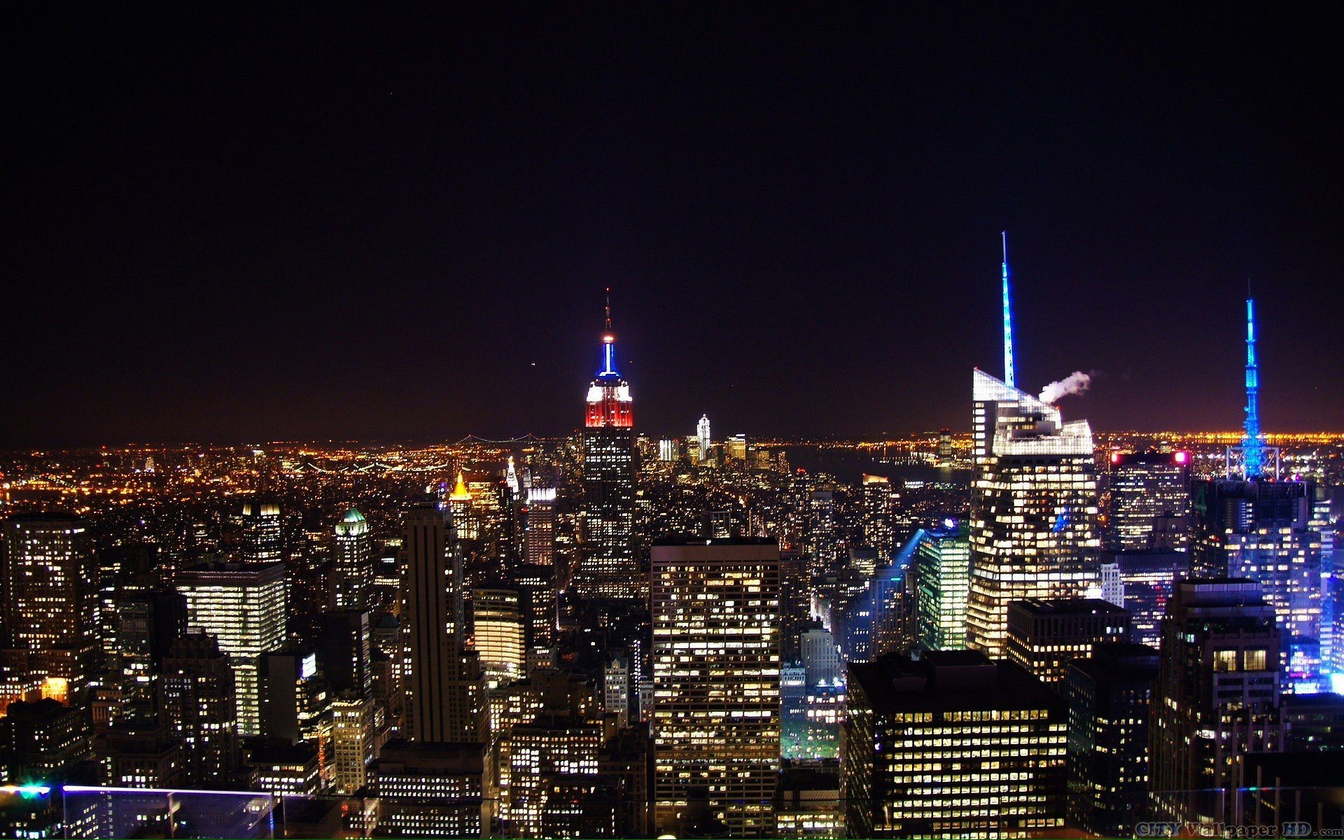 Empire State Building, Bank of America Tower, Manhattan, Notte, 1920x1200, wallpaper desktop