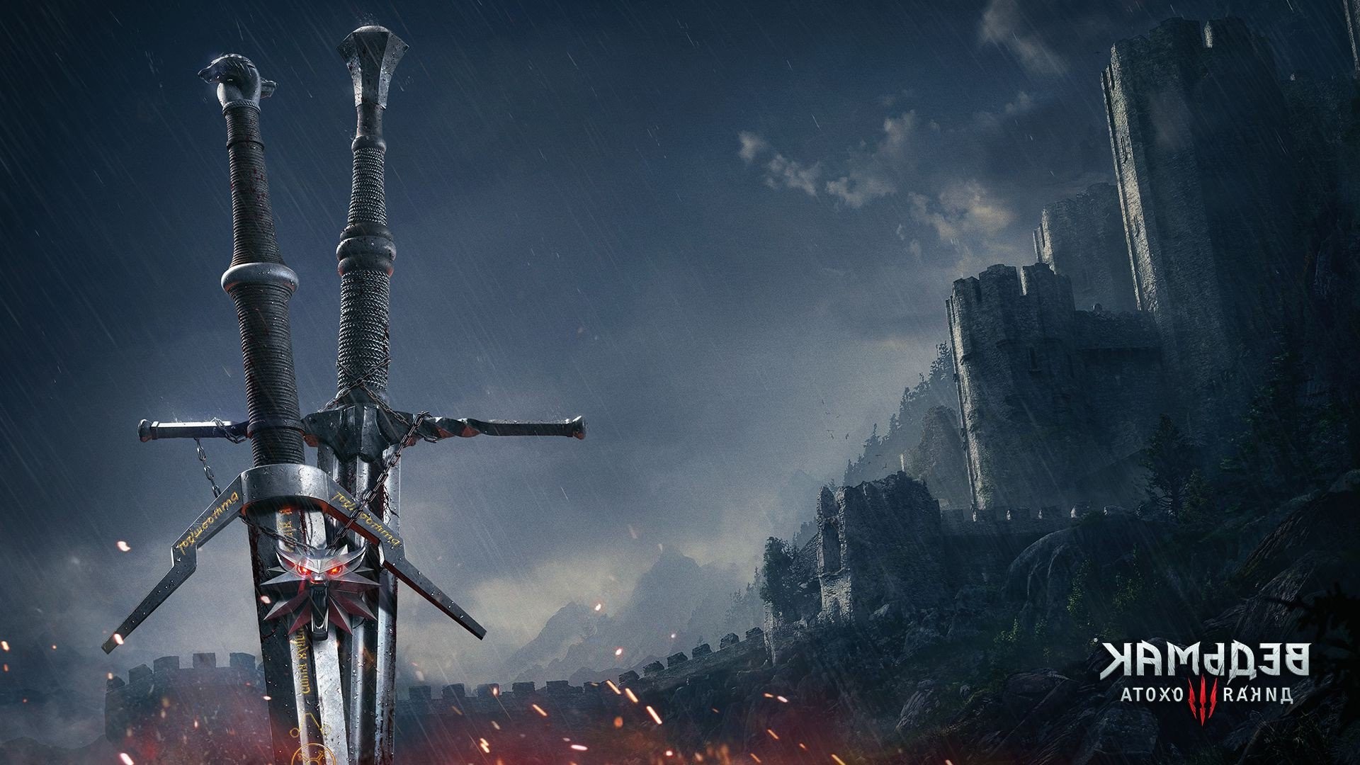 Spade del Witcher, The Witcher 3: Wild Hunt, Castello, Notte, Full HD, sfondo per PC