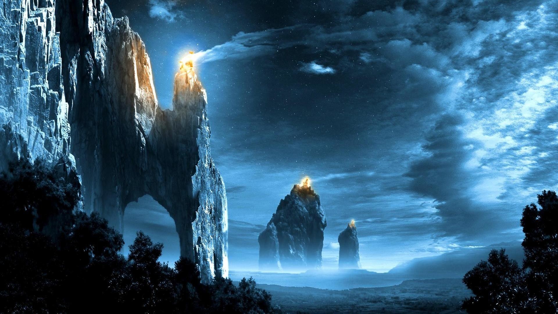 Fari, Scogliere, Notte, Full HD, sfondo per PC