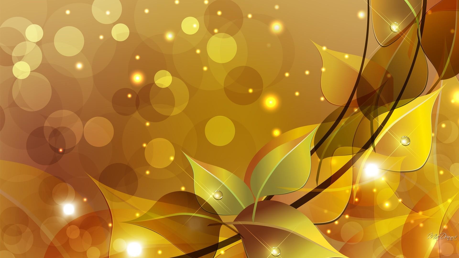 Foglie dorate, Bokeh, Astratto, Luci, 1920x1080, immagine di sfondo