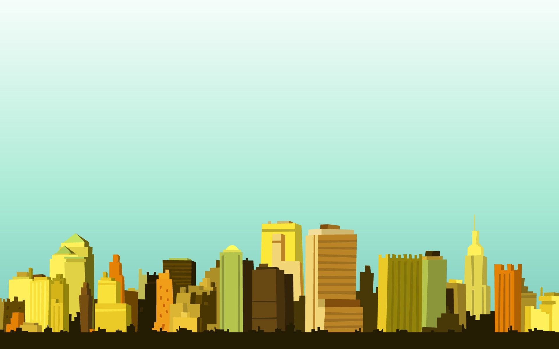 Pixel art, Skyline, Città, Cielo turchese, 1920x1200, immagine di sfondo
