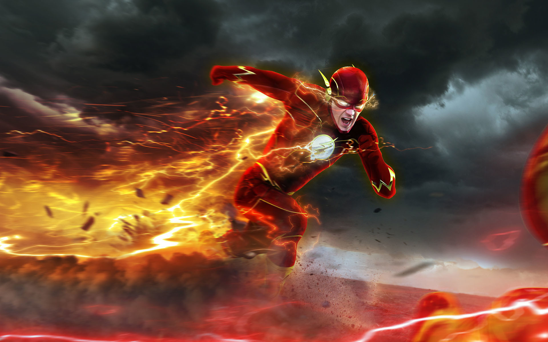 Flash, Fuoco, Corsa, Velocità, Full HD, sfondo per PC e portatile