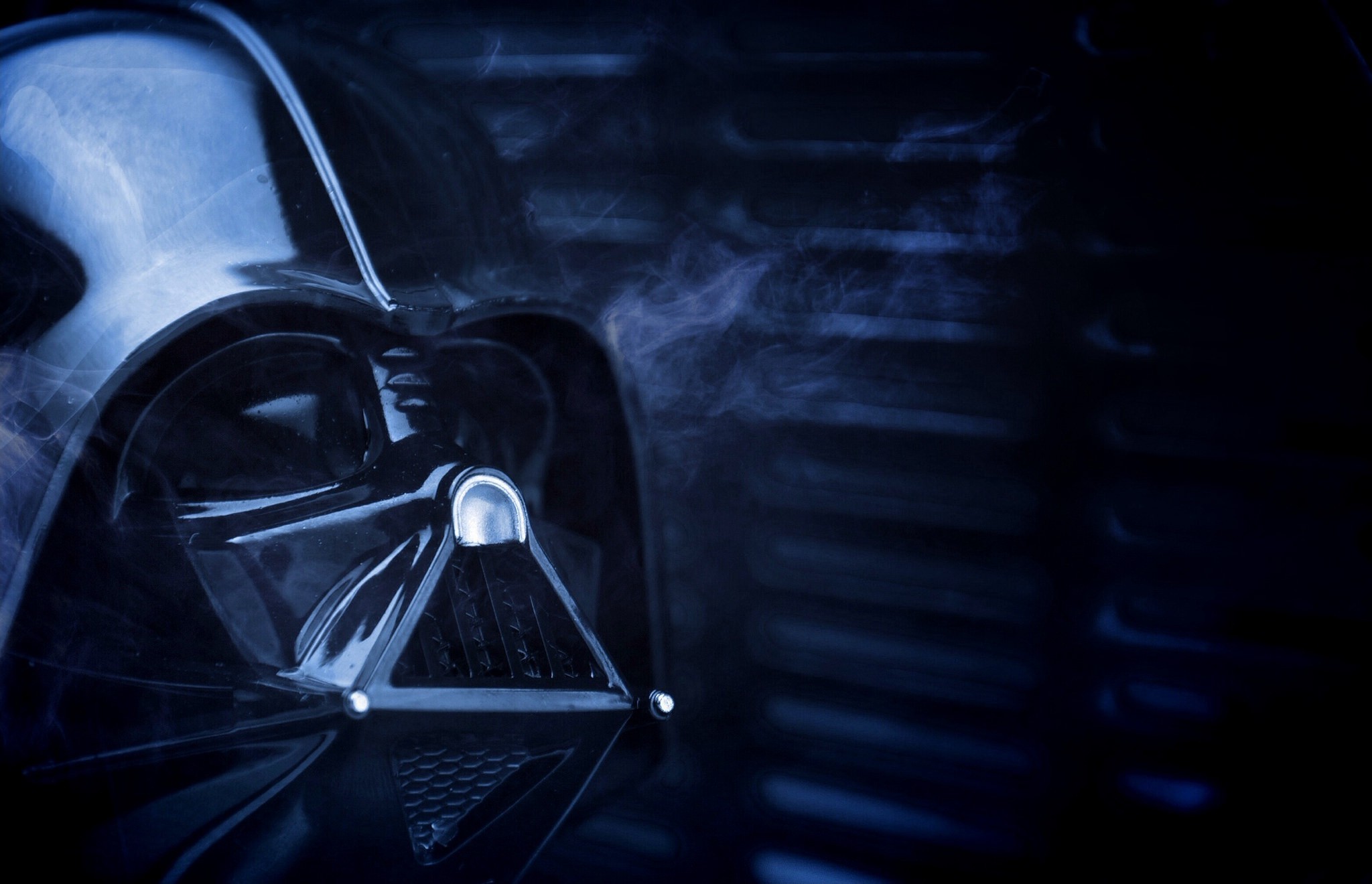 Casco di Darth Vader, Darth Vader, Star Wars, Toni blu, Full HD, sfondo per portatile