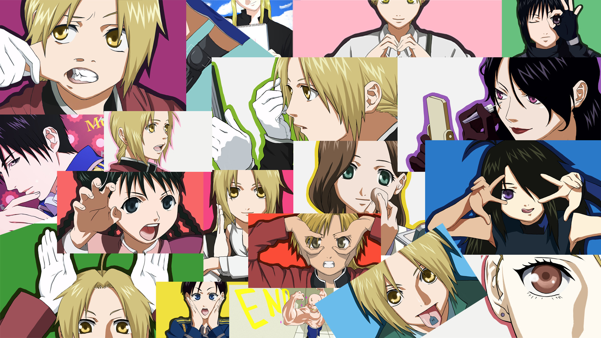 Fullmetal Alchemist: Brotherhood, Collage, Personaggi, Full HD, sfondo per PC