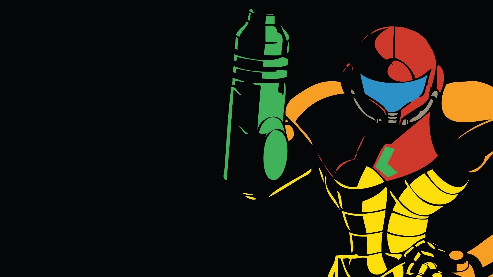 Metroid, Samus Aran, Arte vettoriale, Sfondo nero, Full HD, wallpaper desktop