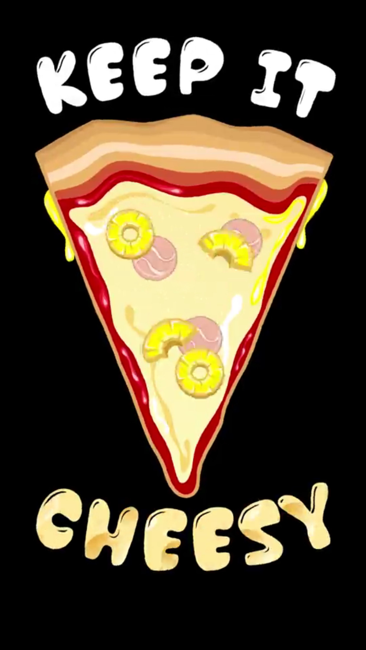 Keep It Cheesy, Trancio di pizza, Illustrazione, Sfondo nero, Full HD, schermata di blocco del cellulare