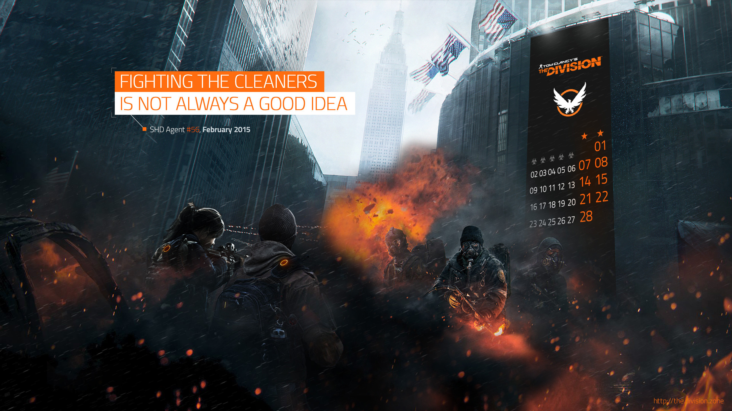 Tom Clancy's The Division, Cleaners, Calendario, Fuoco, 16:9 2K, sfondo widescreen