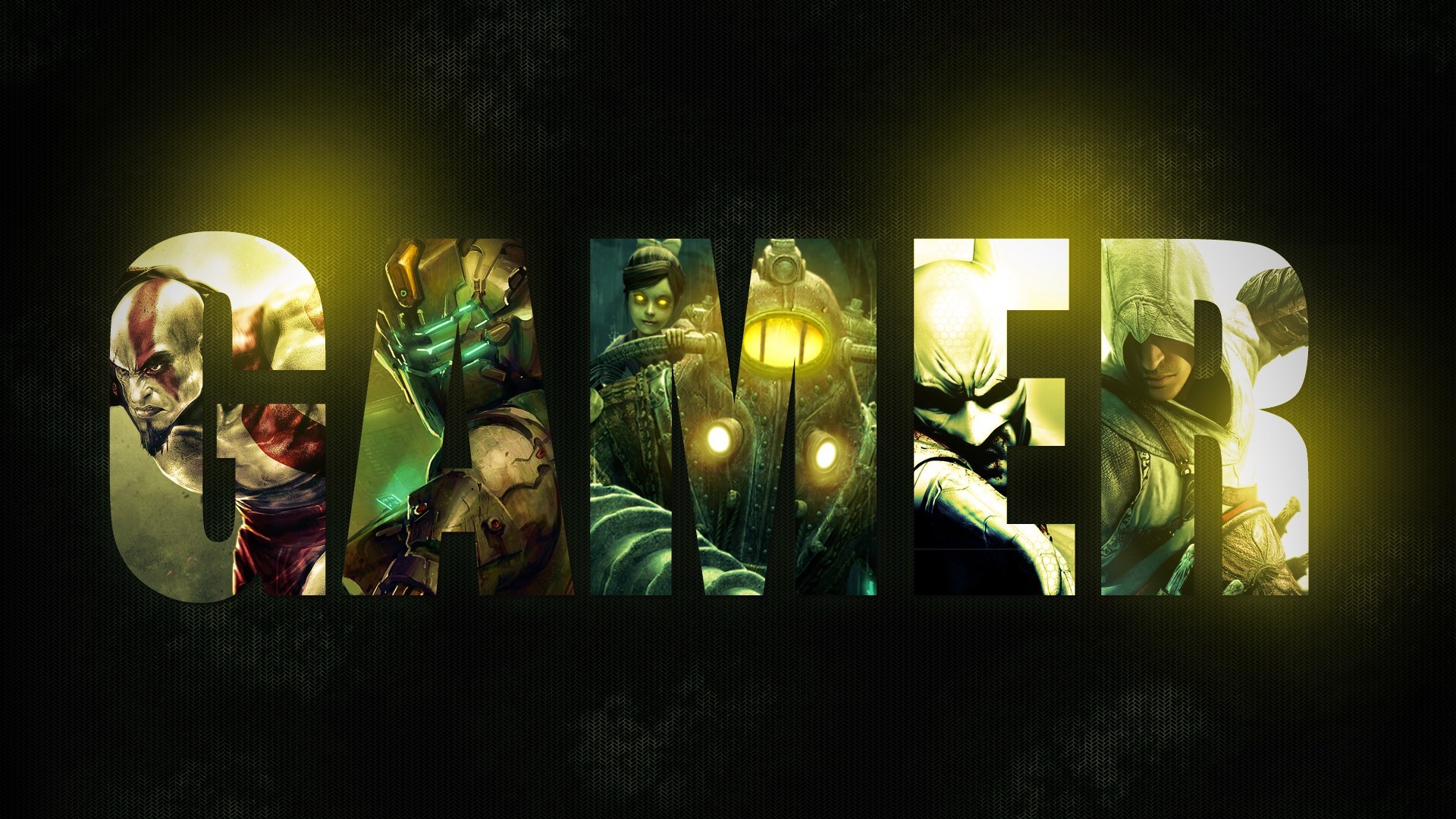 Gamer, Kratos, Dead Space, BioShock, Tipografia, Full HD, sfondo per PC