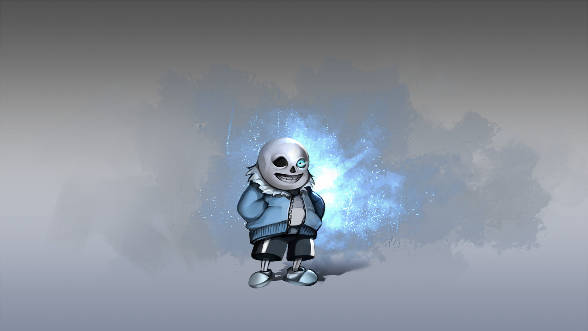 Sans, Undertale, Occhio blu, Nebbia, Grigio, Full HD, sfondo desktop