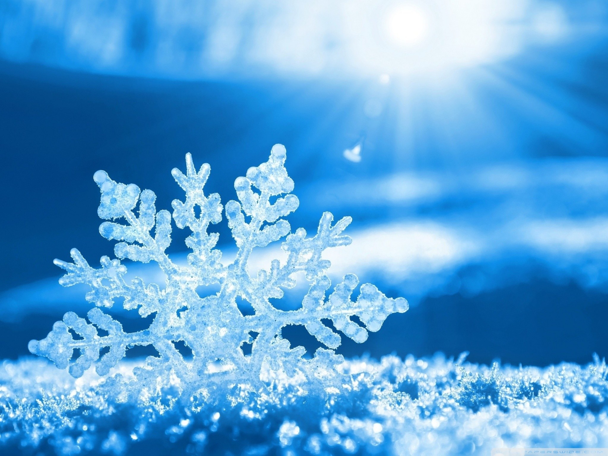 Fiocco di neve, Macro, Blu, Sole, Full HD, schermata di blocco iPad