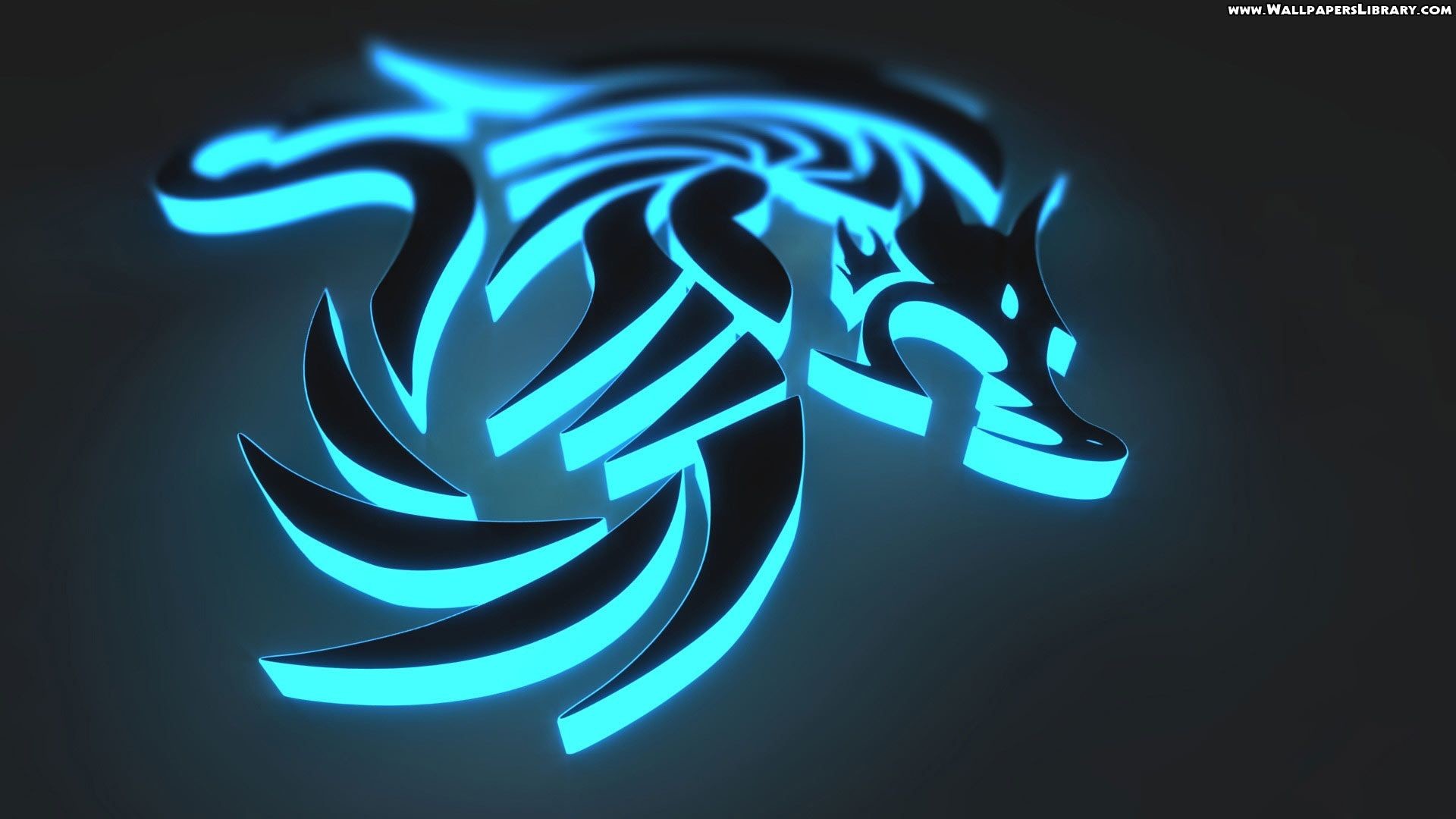 Drago tribale, Azzurro, Logo, Full HD, sfondo per PC e portatile