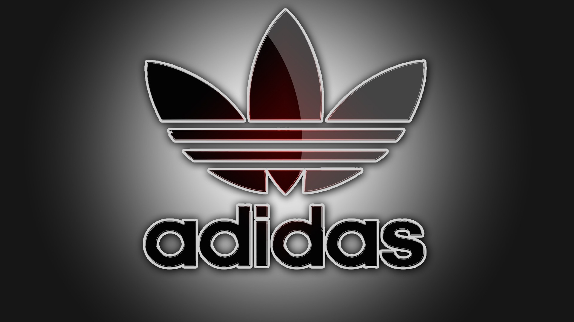 Adidas, Logo trifoglio, Rosso scuro, Bagliore, Full HD, sfondo per portatile