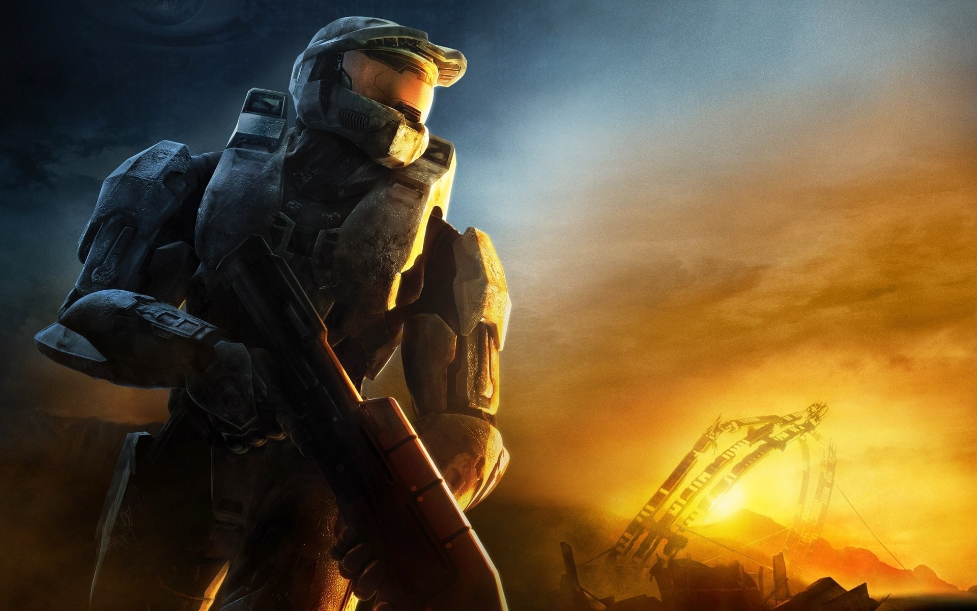 Master Chief, Halo 3, Halo, Tramonto, Spartan, 16:10 Full HD, sfondo widescreen