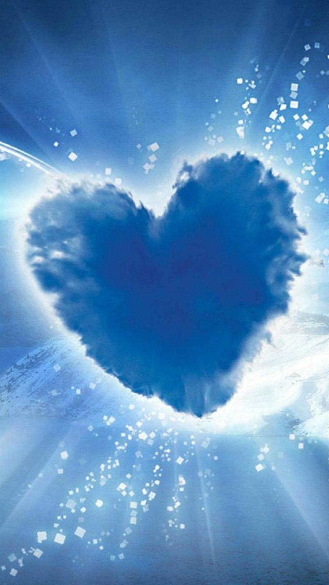 Nuvola a cuore, Cielo blu, Cuore blu, Full HD, sfondo per iPhone e Android