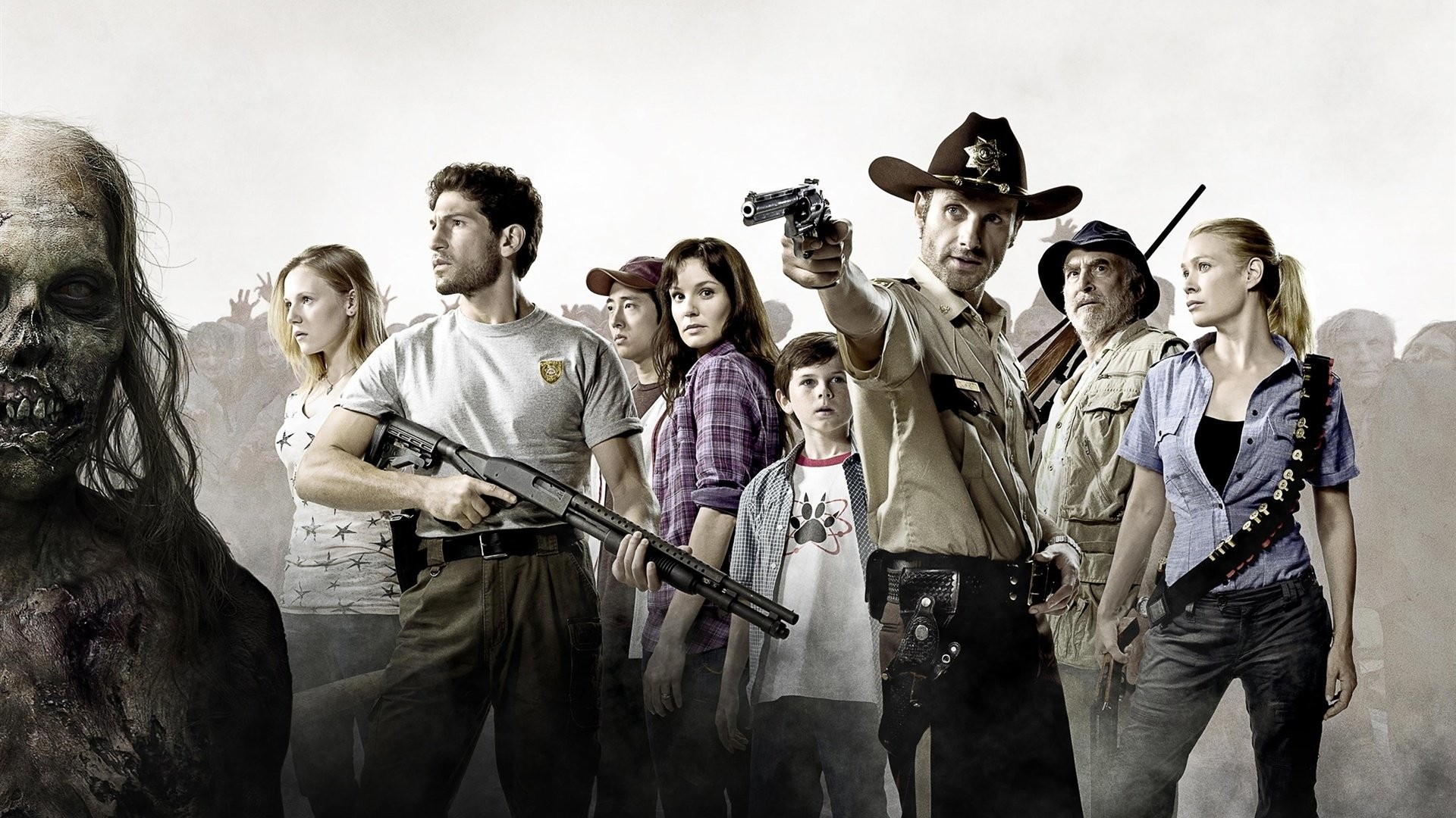 The Walking Dead, Rick Grimes, Shane Walsh, Lori Grimes, Carl Grimes, Cast, Stagione 1, sfondo desktop