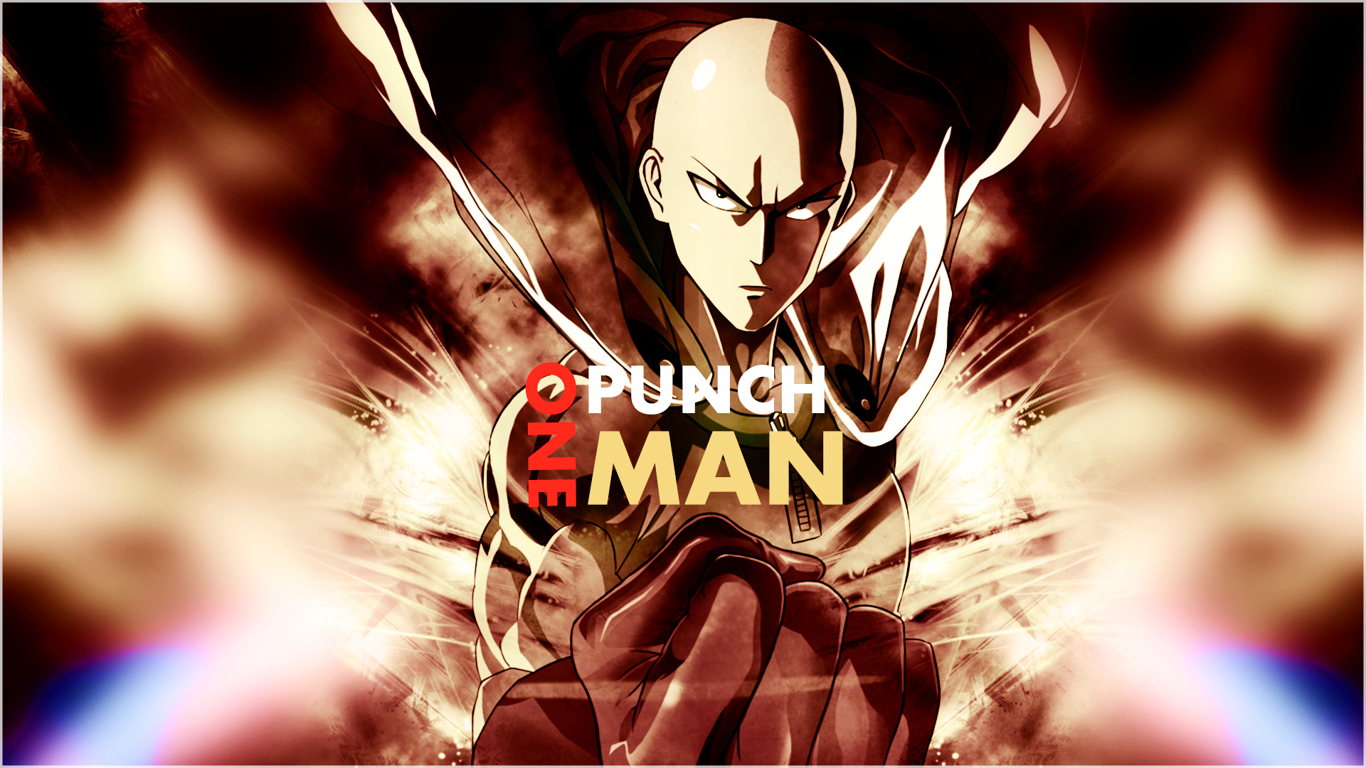 Saitama, One Punch Man, Logo, Pugno, Esplosione, 1920x1080, sfondo per PC