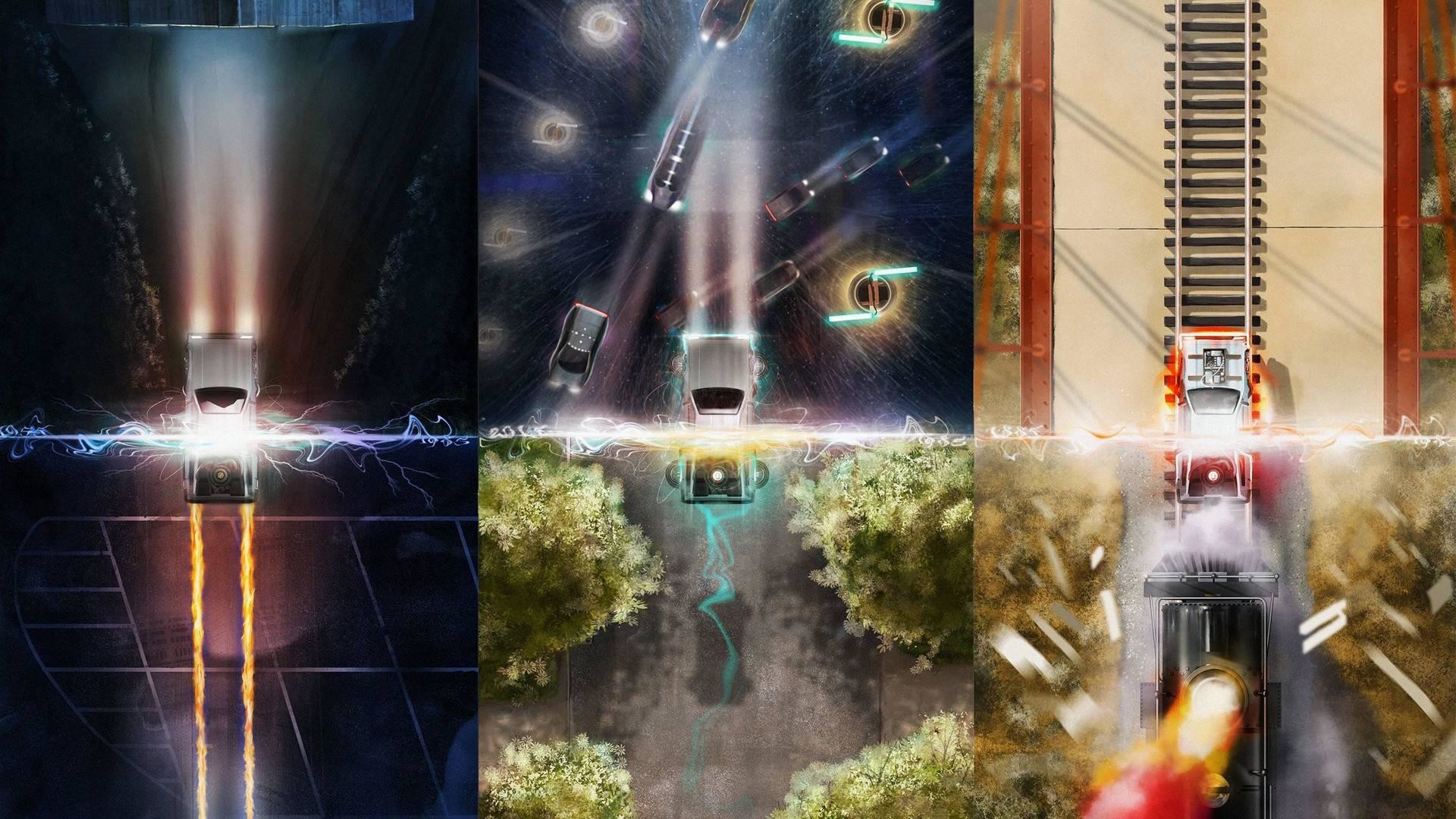 Ritorno al futuro, Trilogia, DeLorean DMC-12, Vista dall'alto, Full HD, sfondo per portatile