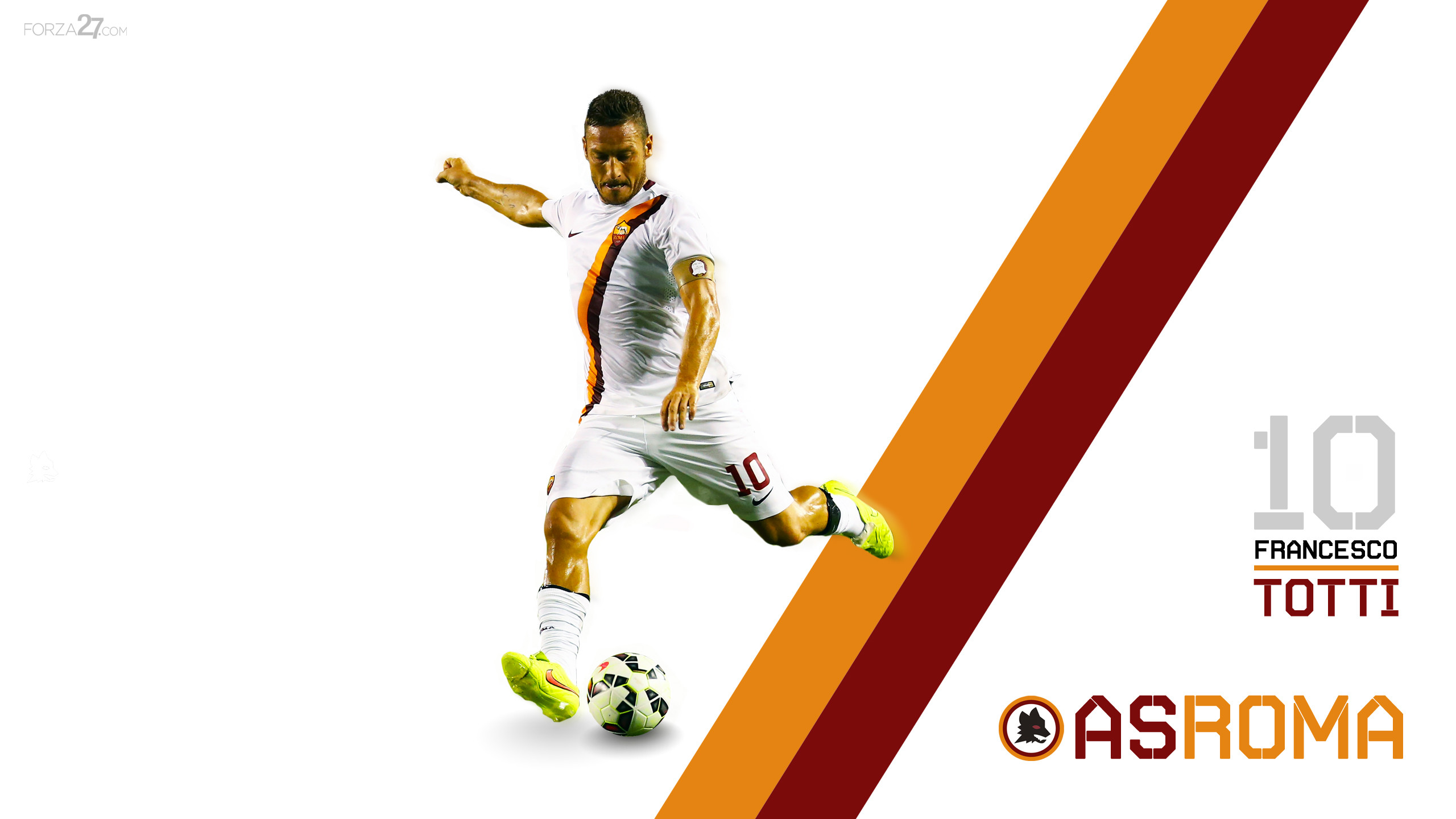 Francesco Totti, AS Roma, Numero 10, Tiro, Minimalismo, 2560x1440, immagine di sfondo