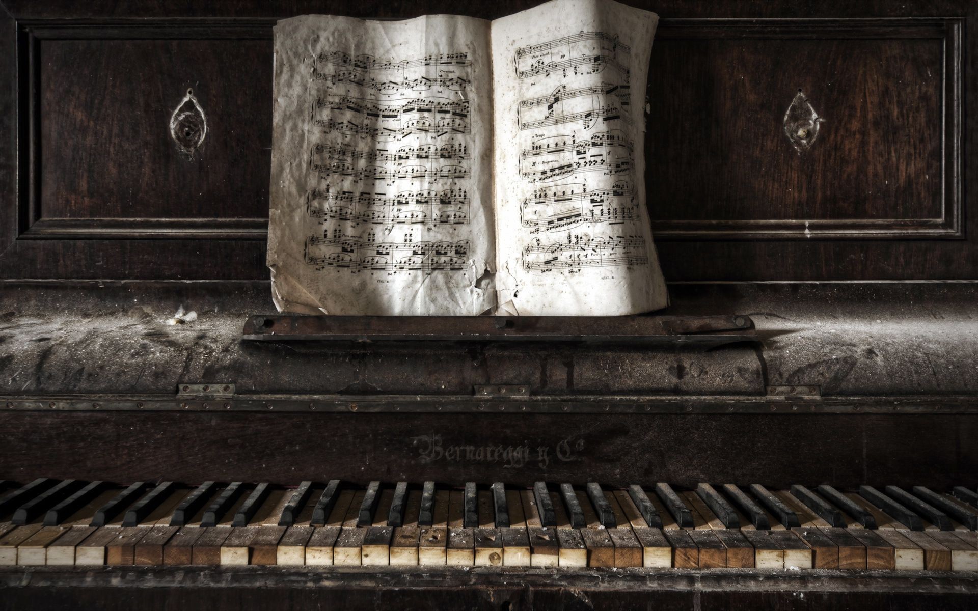Pianoforte antico, Spartito, Vintage, 1920x1200, sfondo per PC