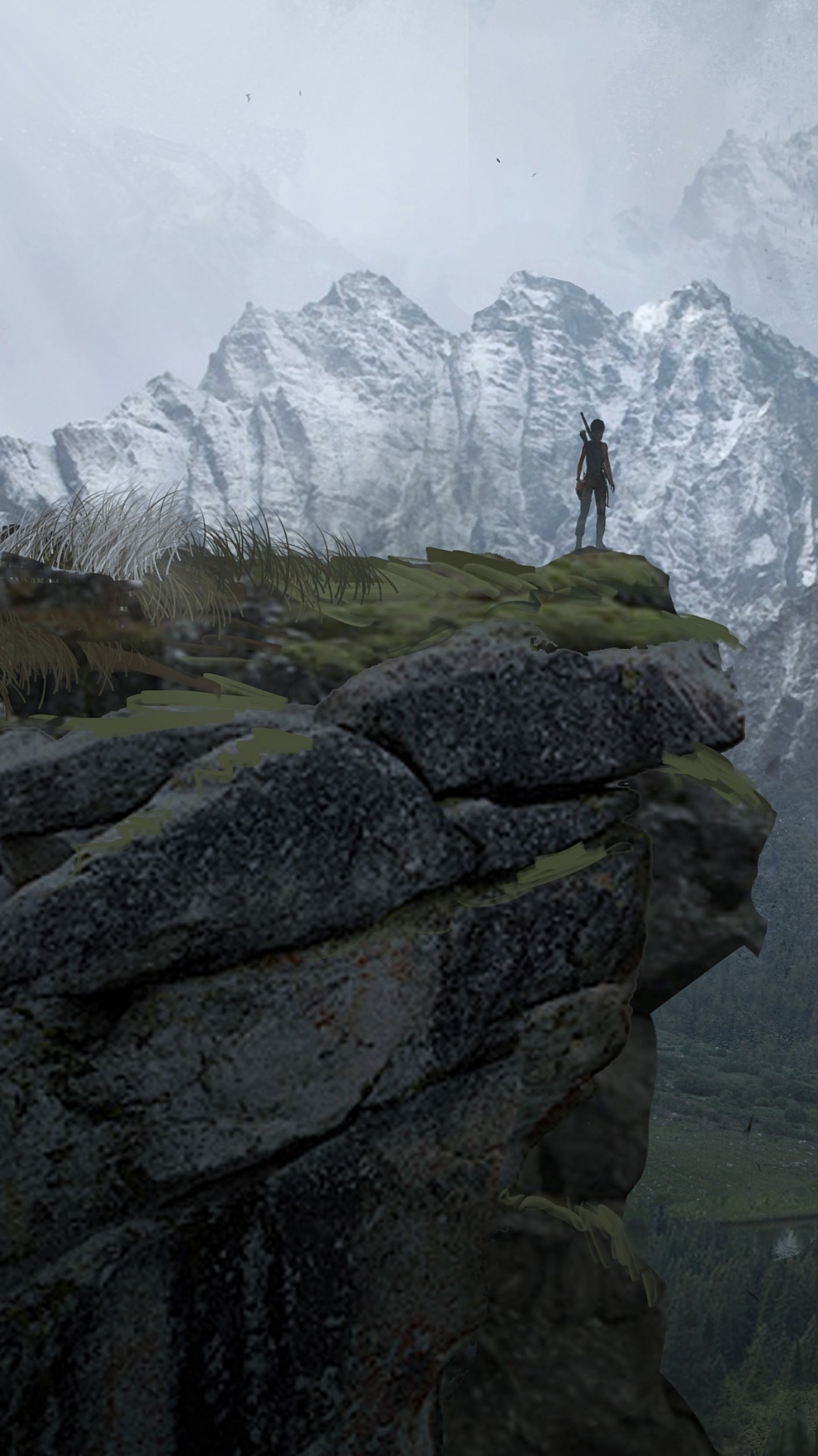 Lara Croft, Rise of the Tomb Raider, Montagne innevate, Scogliera, wallpaper Full HD per smartphone