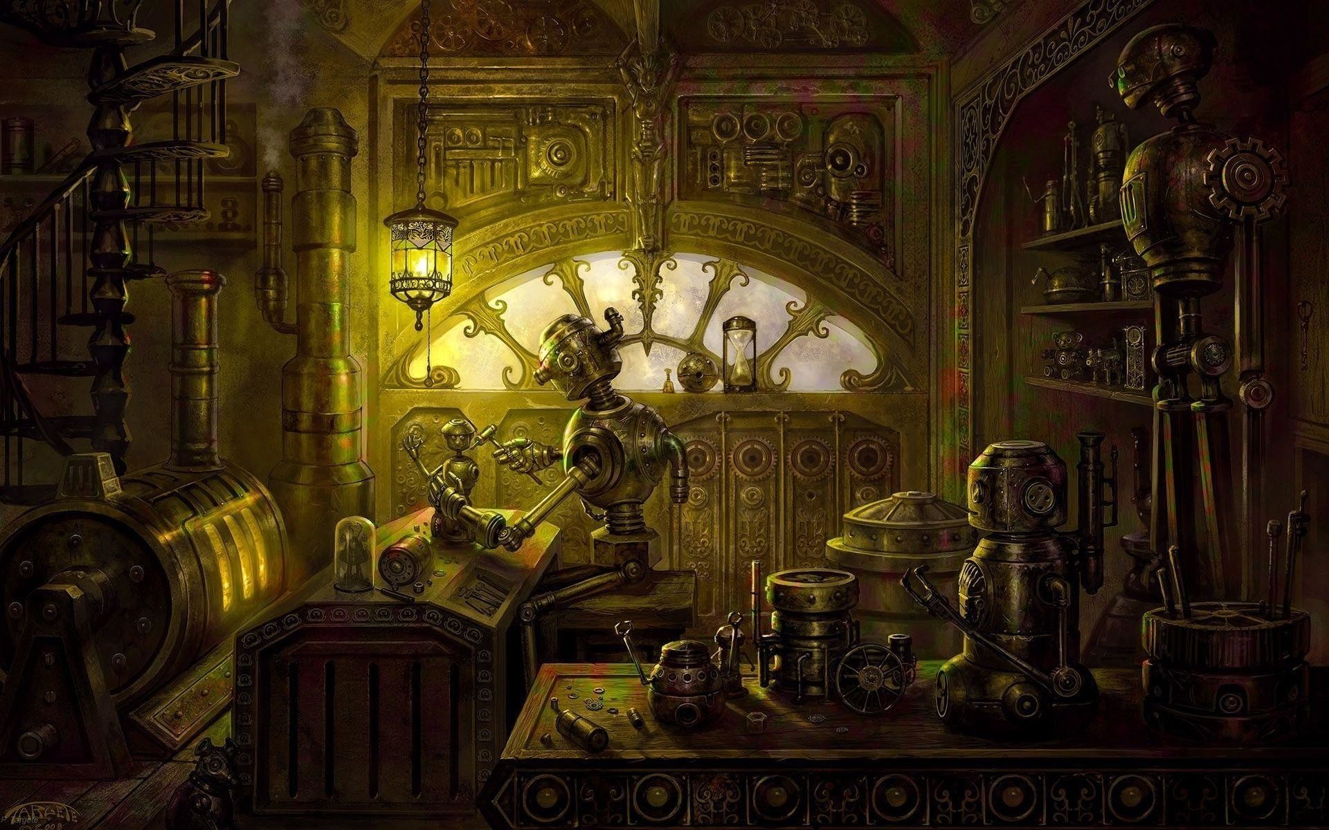 Laboratorio, Inventore, Macchinari, Steampunk, 1920x1200, immagine di sfondo