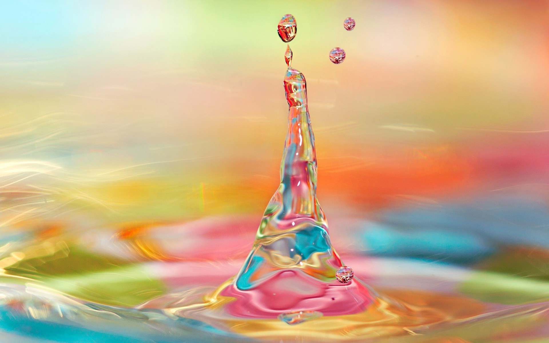 Goccia d'acqua, Splash, Riflessi colorati, Macro, Full HD, sfondo Windows 11
