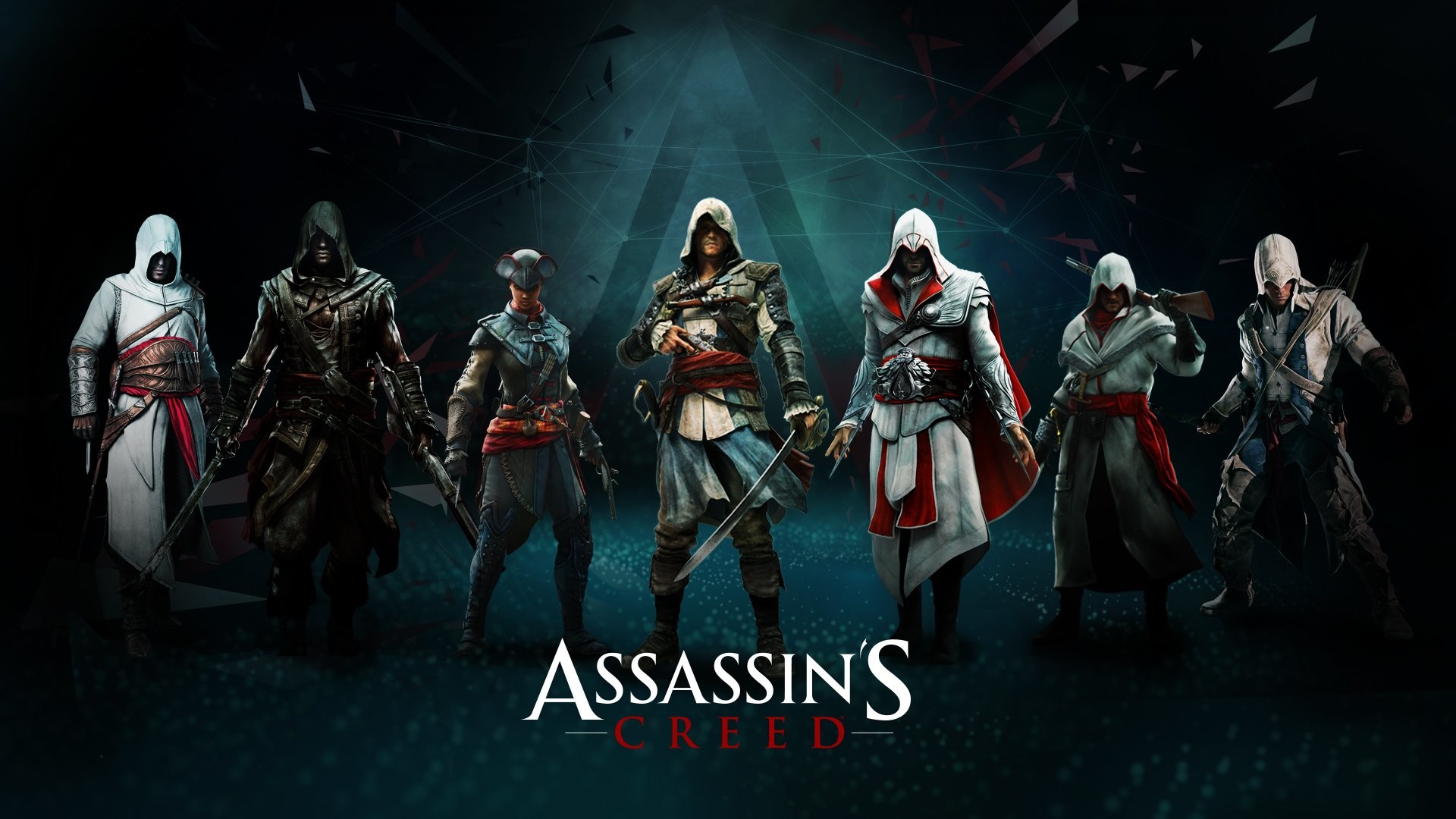 Assassin's Creed, Assassini, Altaïr, Ezio Auditore, Connor Kenway, Edward Kenway, Logo, sfondo desktop