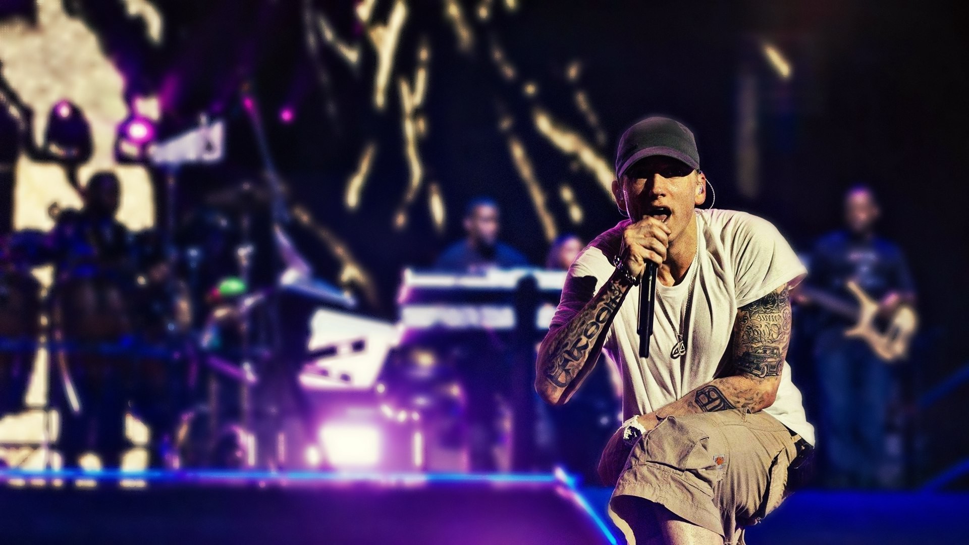 Eminem, Concerto, Tatuaggi, Palco, 16:9 Full HD, sfondo widescreen
