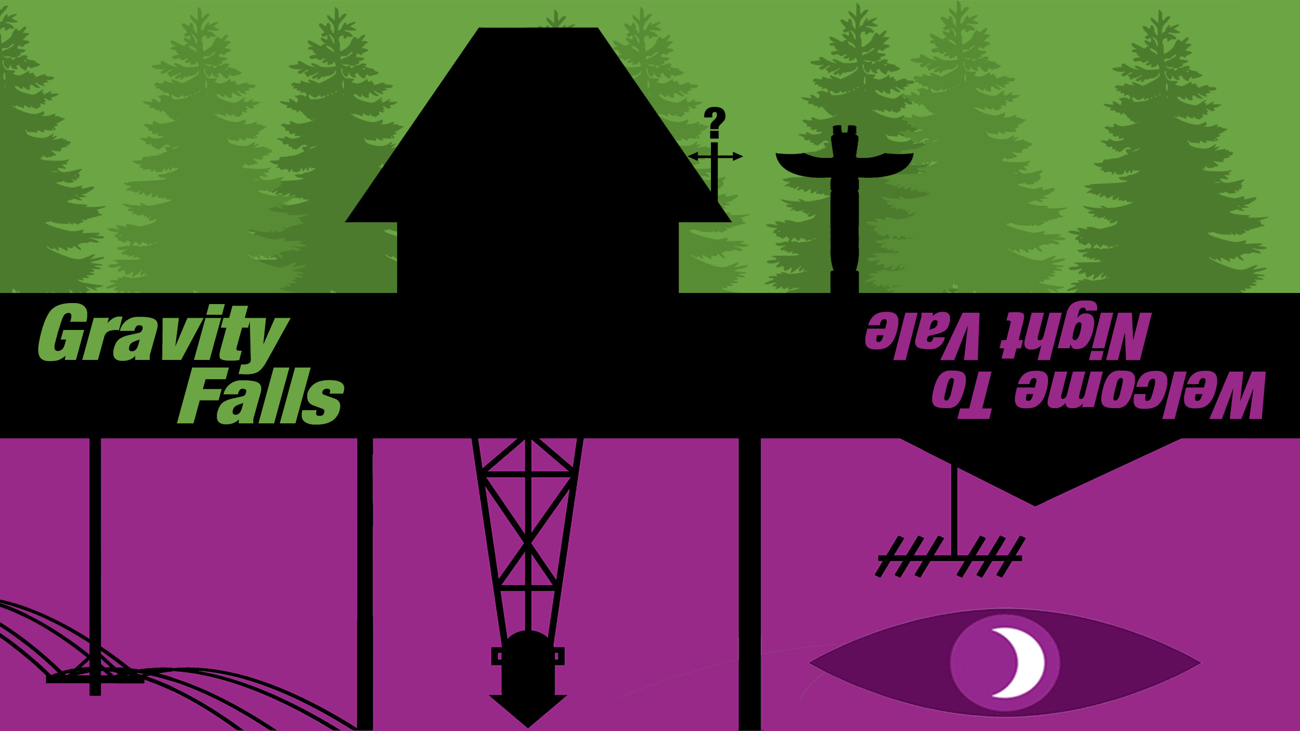 Gravity Falls, Welcome to Night Vale, Crossover, Mystery Shack, Minimalista, immagine di sfondo