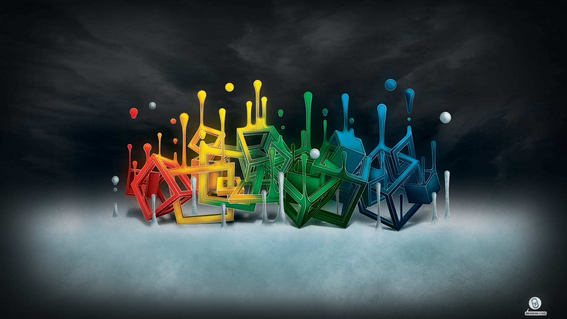 Lettere 3D, Vernice colorata, Gocce, Arte digitale, Full HD, wallpaper PC