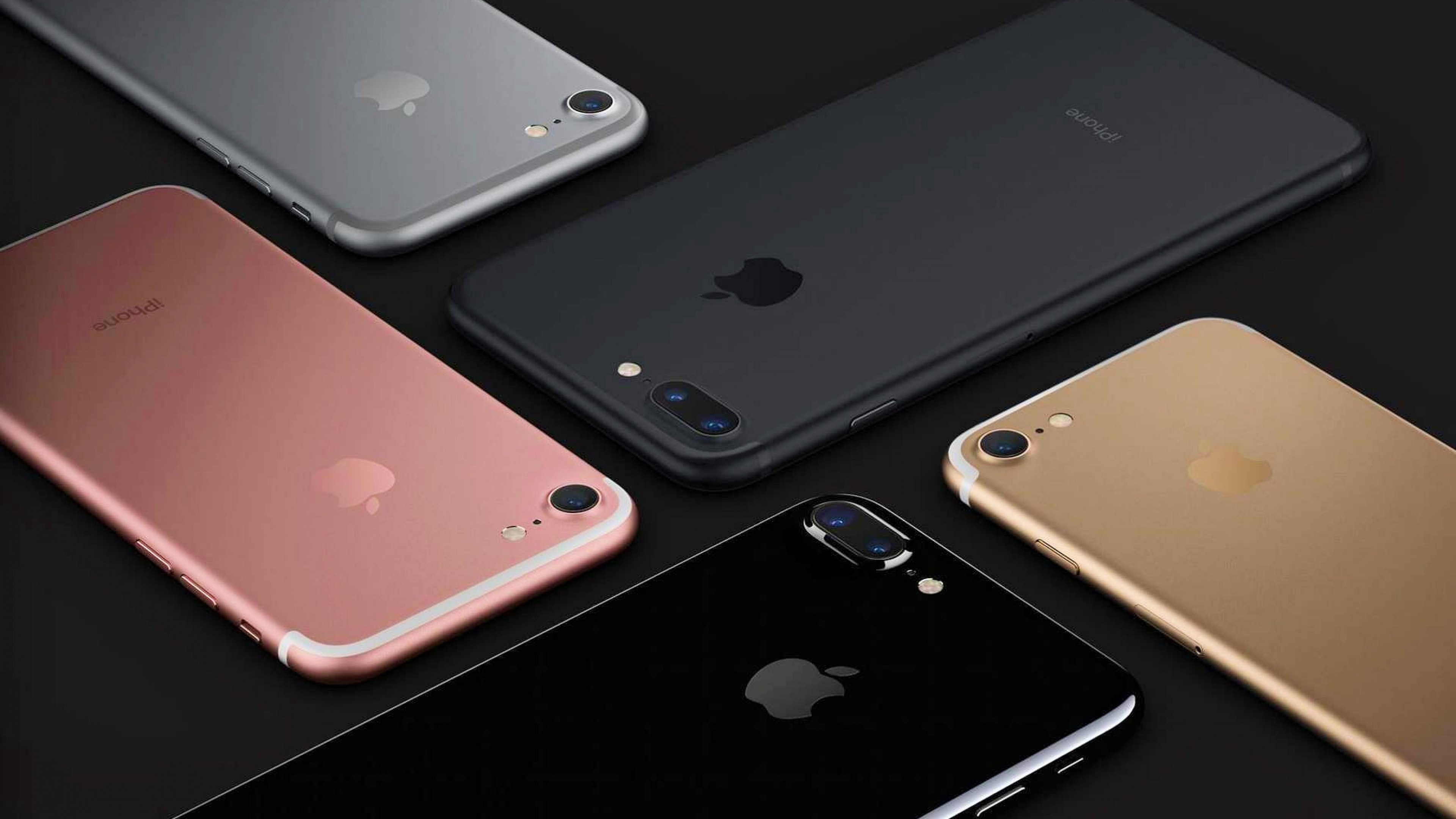 iPhone 7, iPhone 7 Plus, Apple, Oro rosa, Nero lucido, 3840x2160, immagine di sfondo