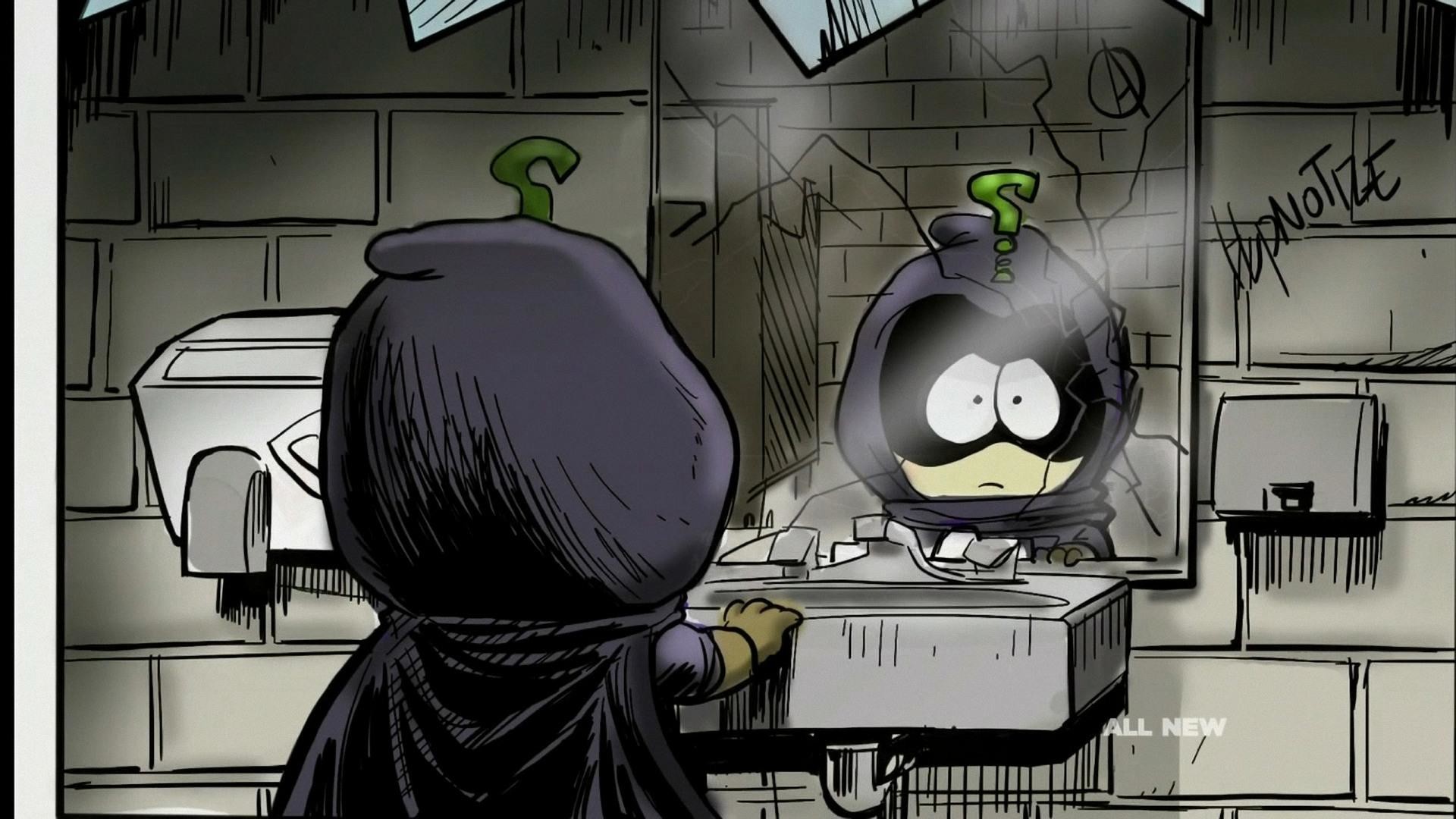 Mysterion, South Park, Fan art, Bianco e nero, 16:9 Full HD, sfondo widescreen