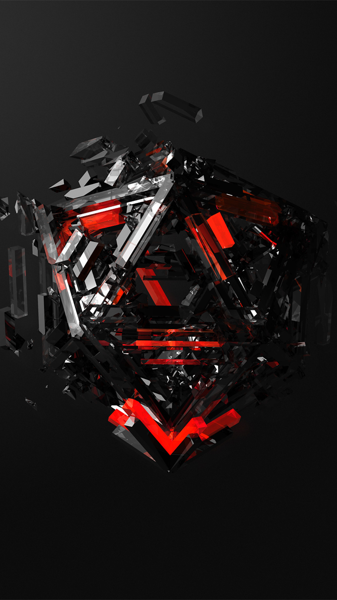 Rendering 3D, Rosso e nero, Astratto, Full HD, wallpaper per smartphone