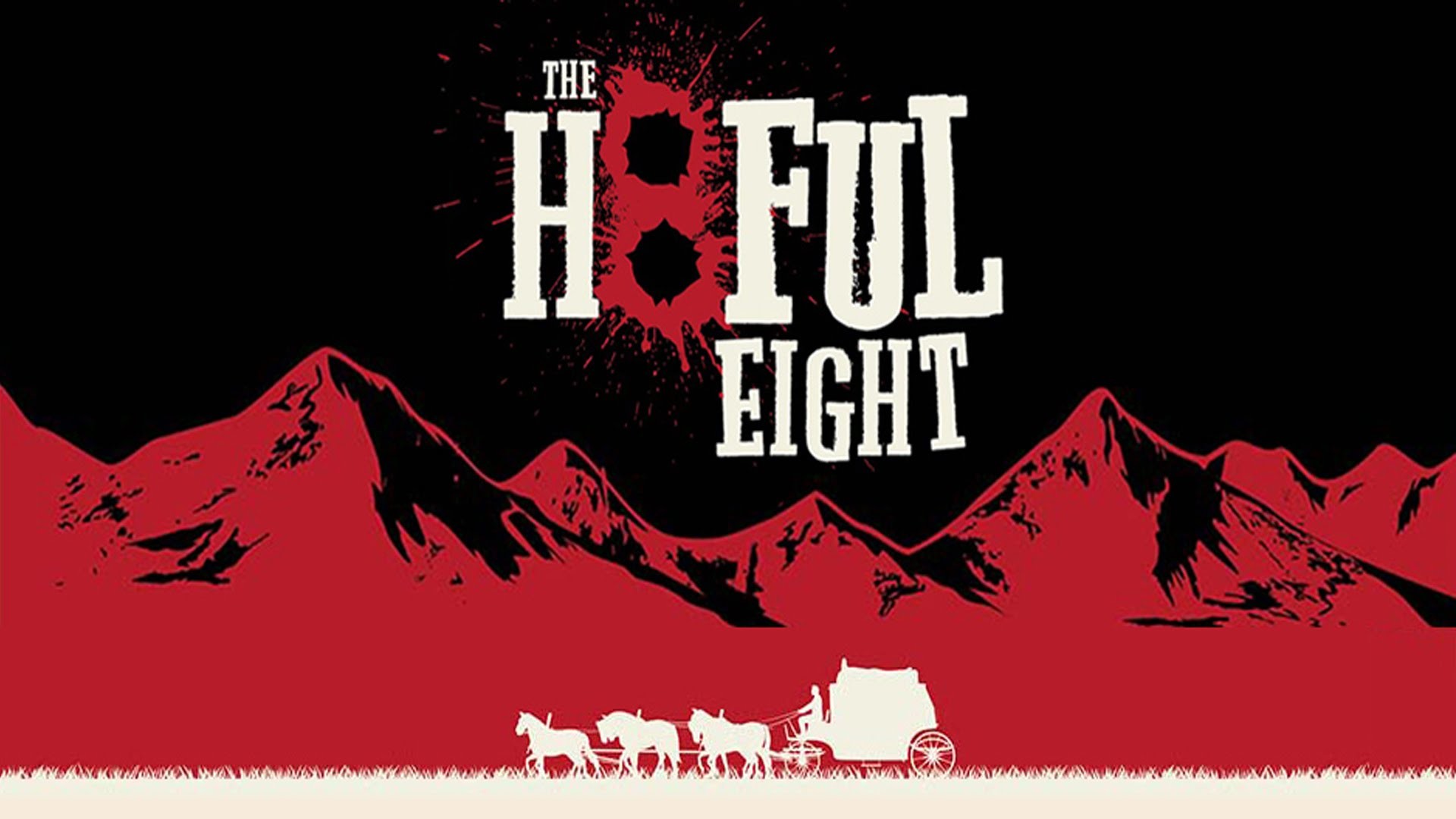 The Hateful Eight, Logo, Montagne rosse, Diligenza, Full HD, sfondo per PC e portatile