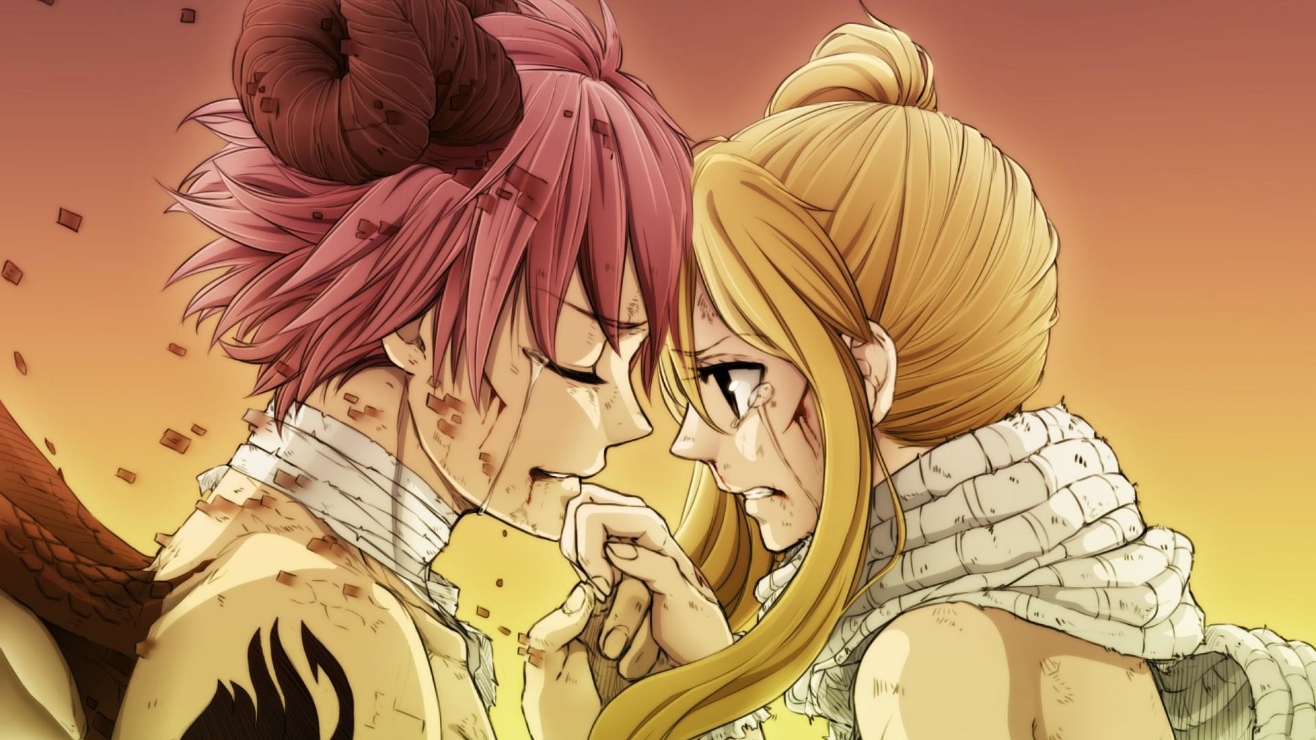Natsu Dragneel, Lucy Heartfilia, Fairy Tail, NaLu, Lacrime, Full HD, sfondo per portatile